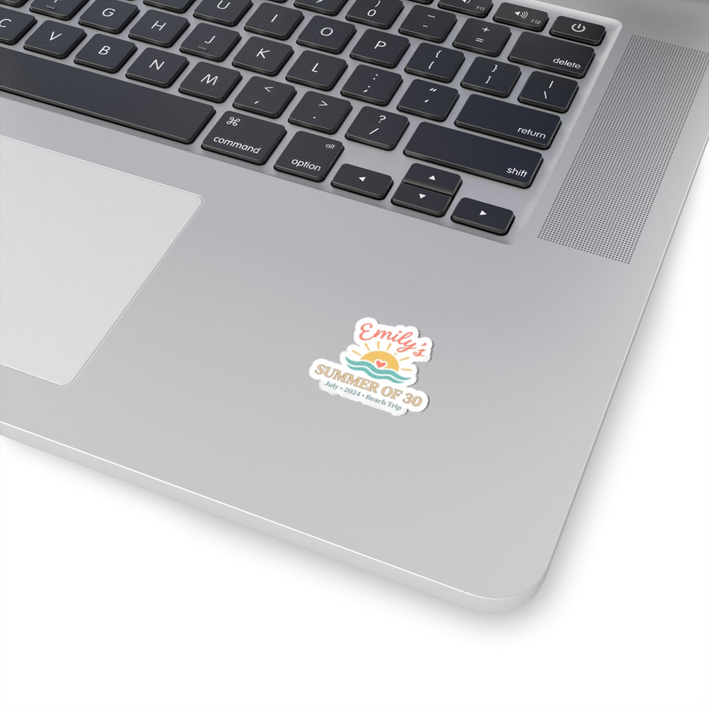 Summer of 30 Kiss-Cut Stickers | custom age, pastel beach keepsake