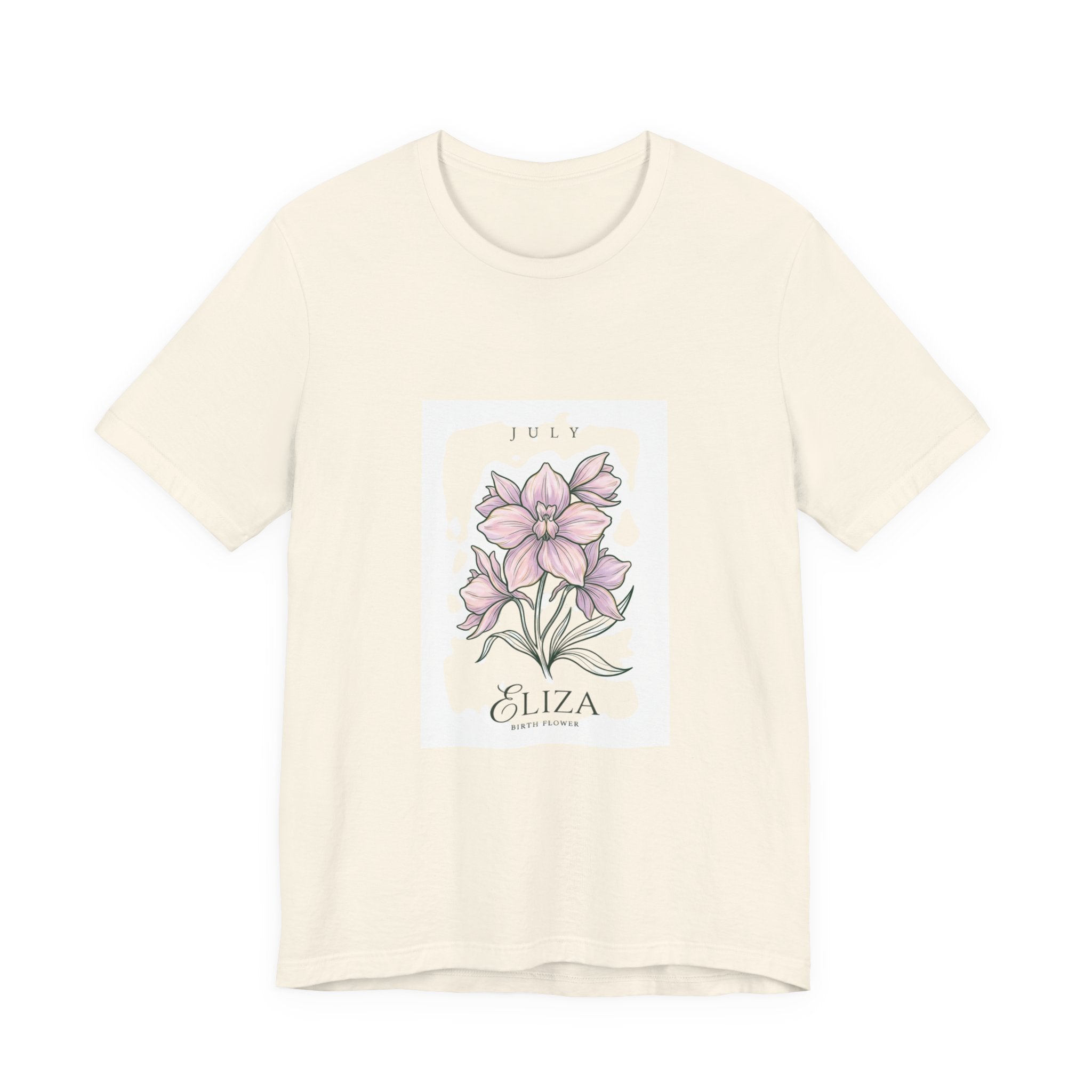 July Birth Flower Tee | Personalized Botanical Watercolor, Custom Name