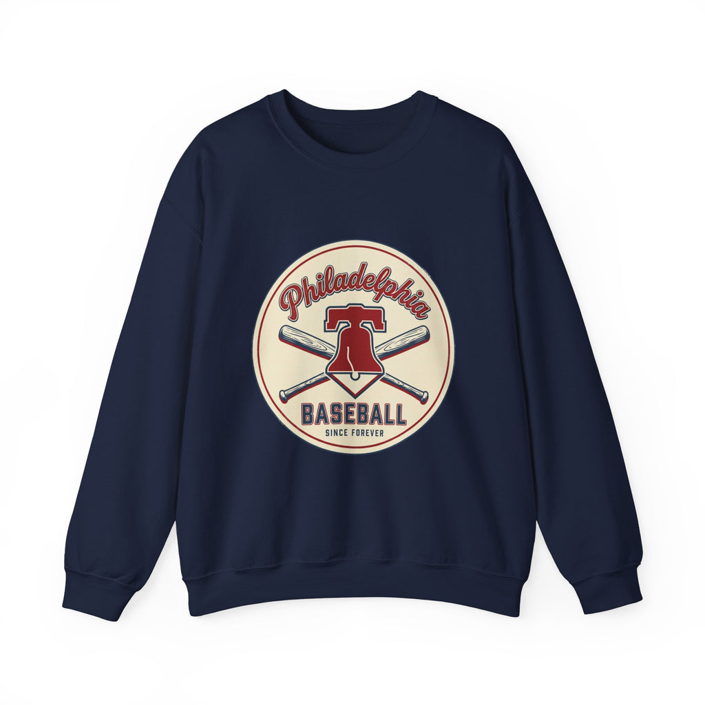 Philadelphia Baseball Crewneck, vintage script, state outline, athletic city pride
