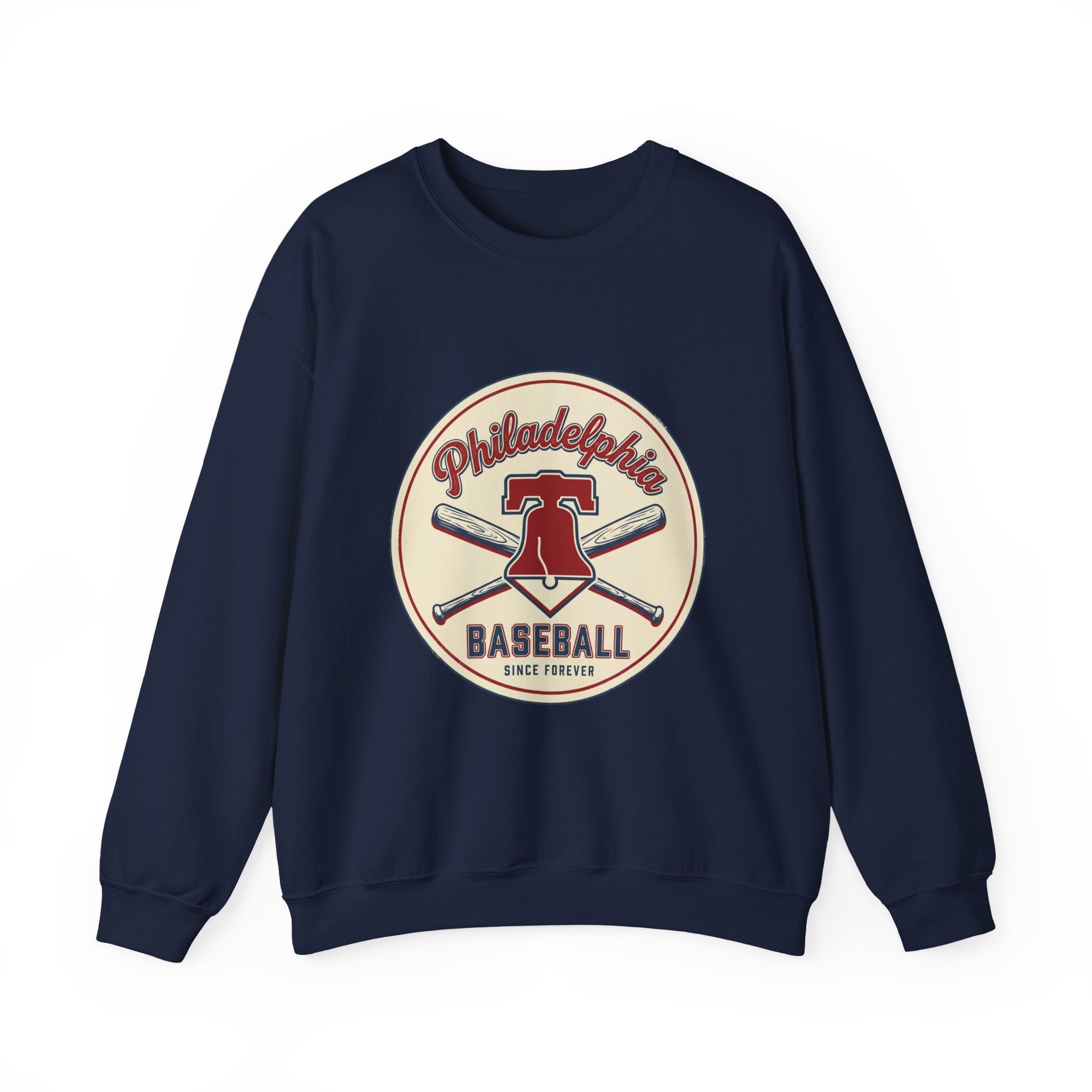 Philadelphia Baseball Crewneck, vintage script, state outline, athletic city pride