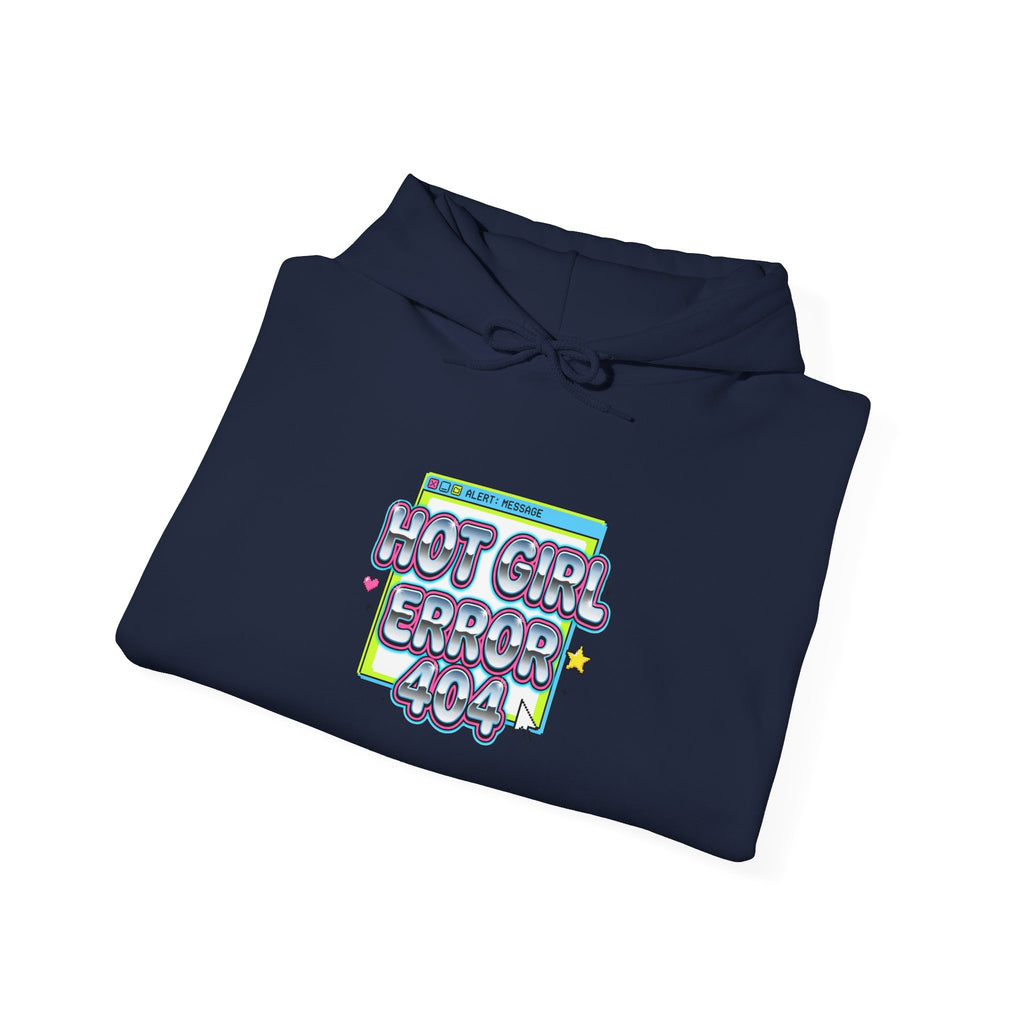 Hot Girl Error 404 Hoodie | Y2K slogan, cyber bubble font, hot pink accents