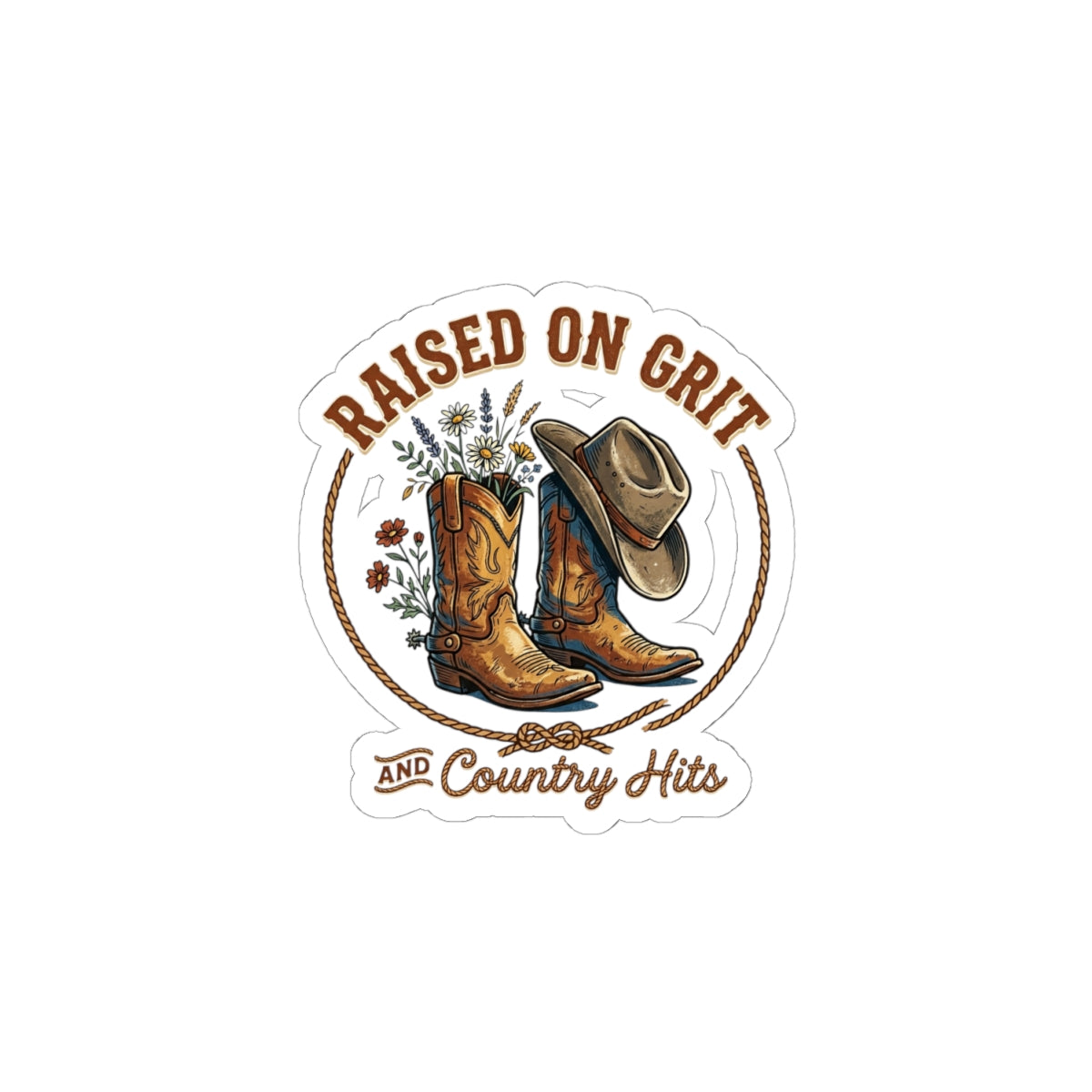 Raised on Grit Cowgirl Boots Sticker | Western, Rustic Prairie