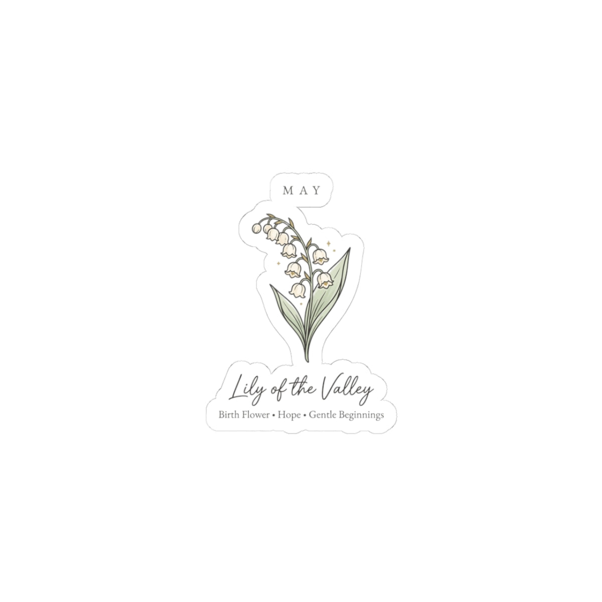 May Lily of the Valley Sticker | Birth Month Flower, Botanical Line Art