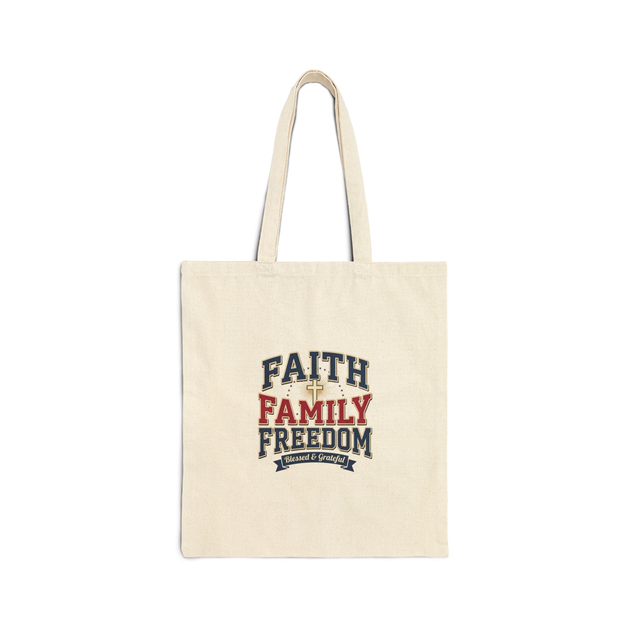 Faith Family Freedom Tote | patriotic faith-based July 4th vintage Americana