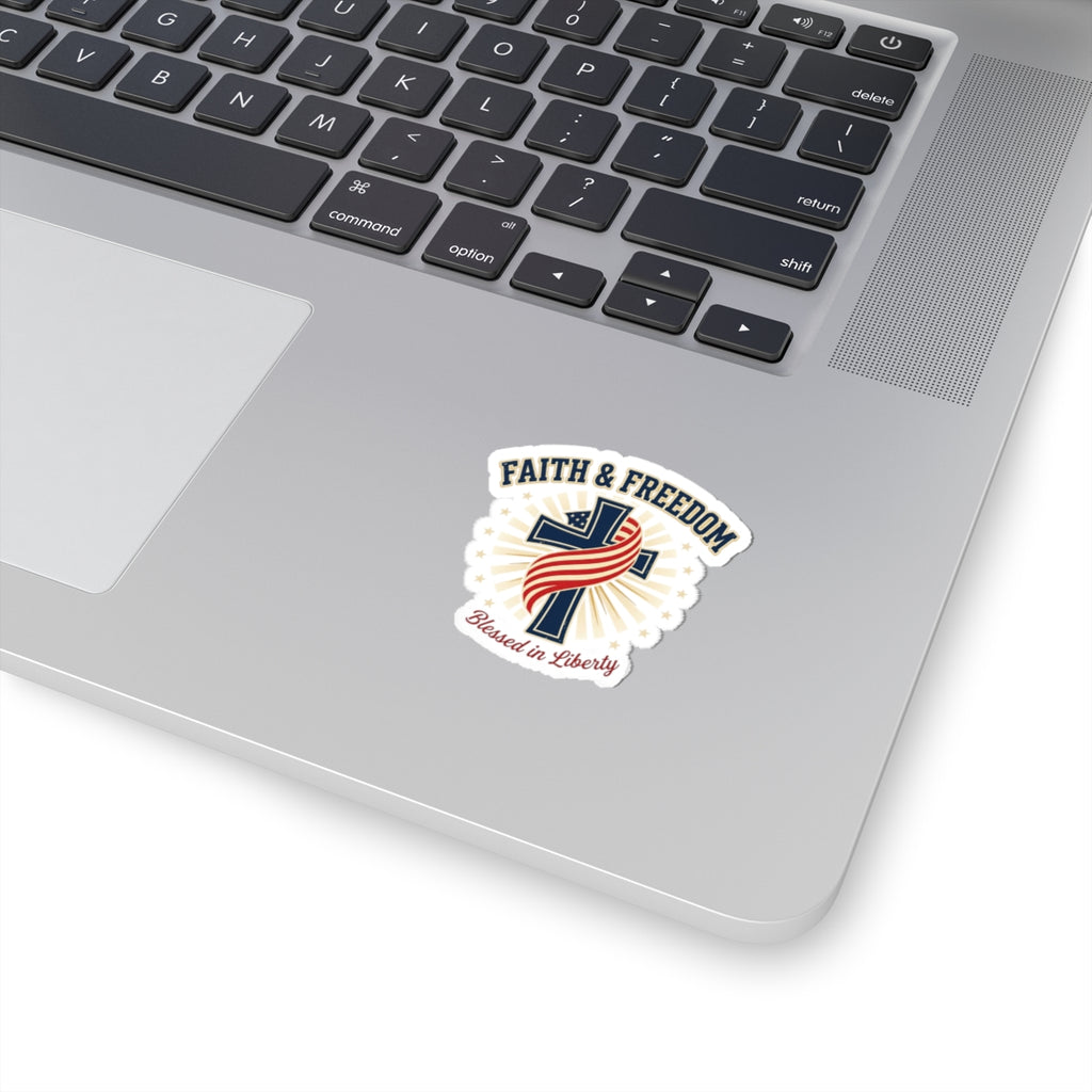 Faith & Freedom Cross Sticker | Patriotic, Faith-Based 4th of July