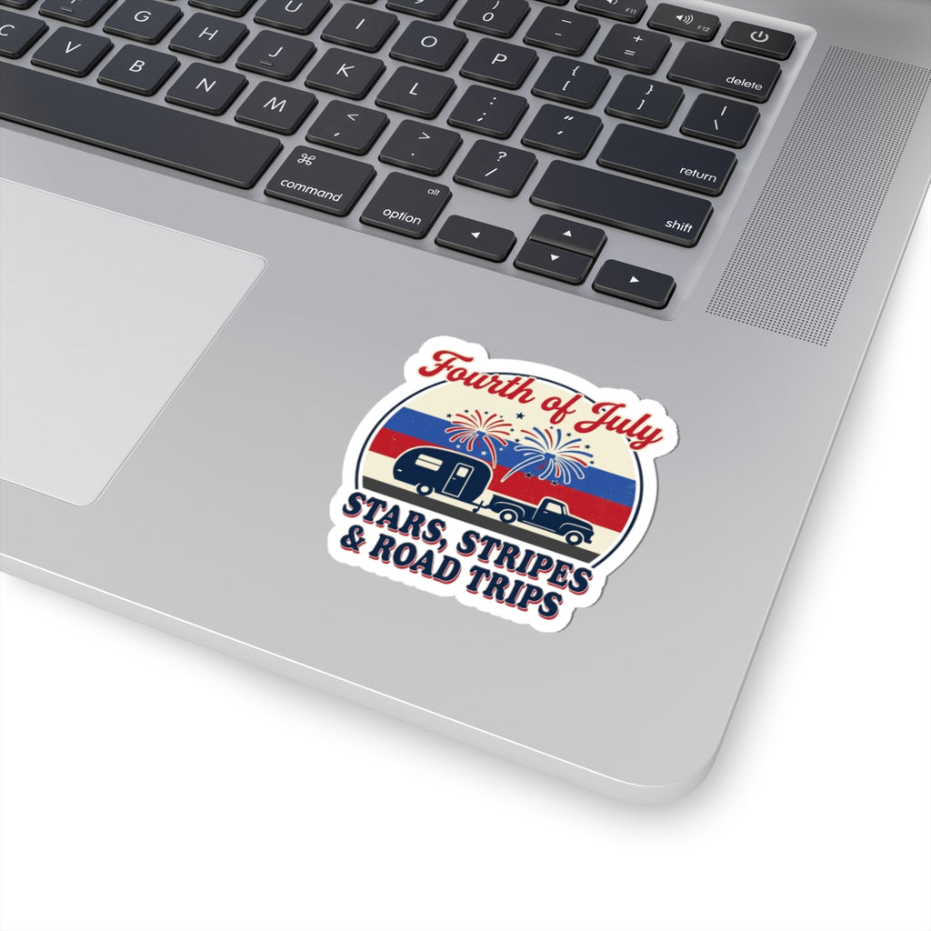 Fourth of July Road Trip Sticker | vintage Americana, red white blue
