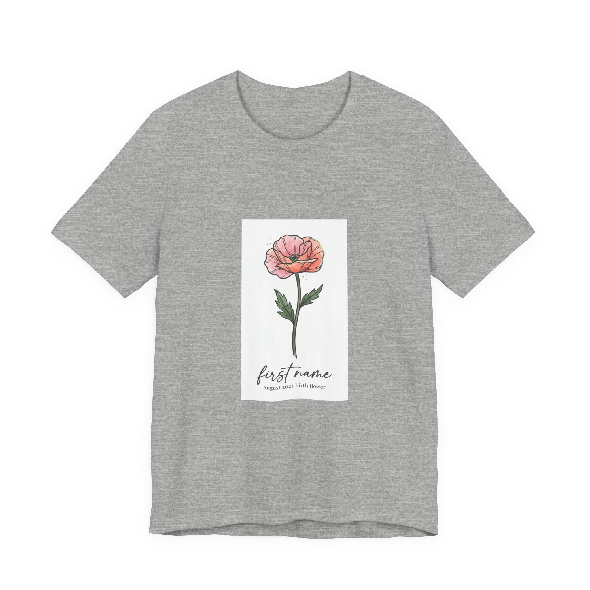 Birth Month Flower Tee | Personalized Botanical Watercolor, Custom Name