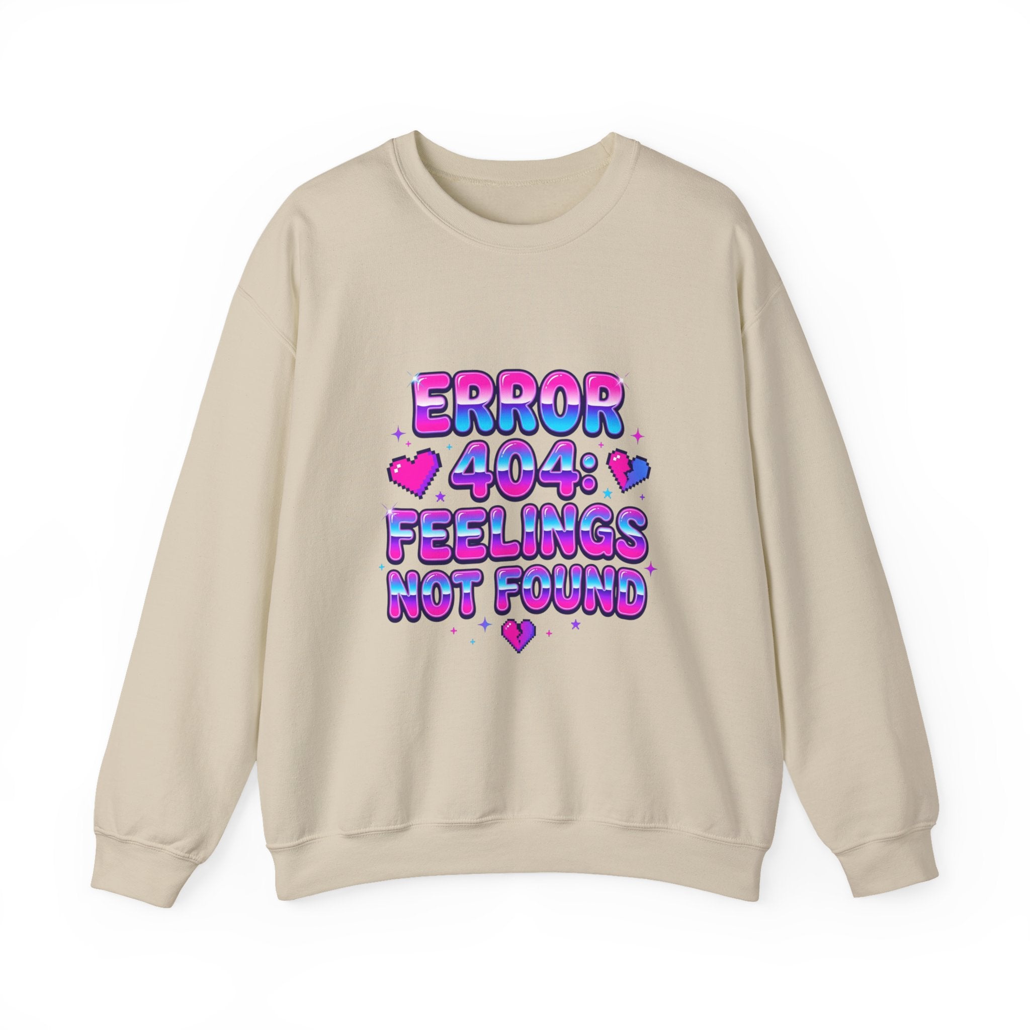 Error 404 Feelings Not Found Sweatshirt | Y2K slogan, bubblegum glitter style