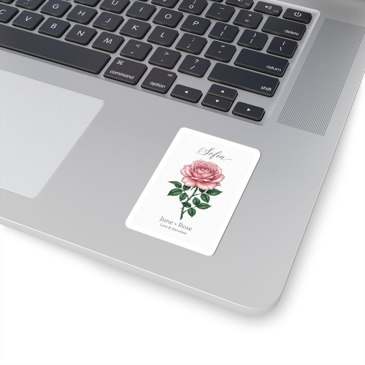 June Rose Birth Flower Sticker | Personalized Botanical, Watercolor Name