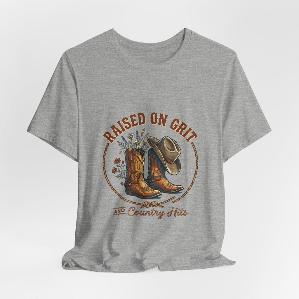 Raised on Grit Cowboy Boots & Hat Tee | western ranch cowgirl rustic prairie
