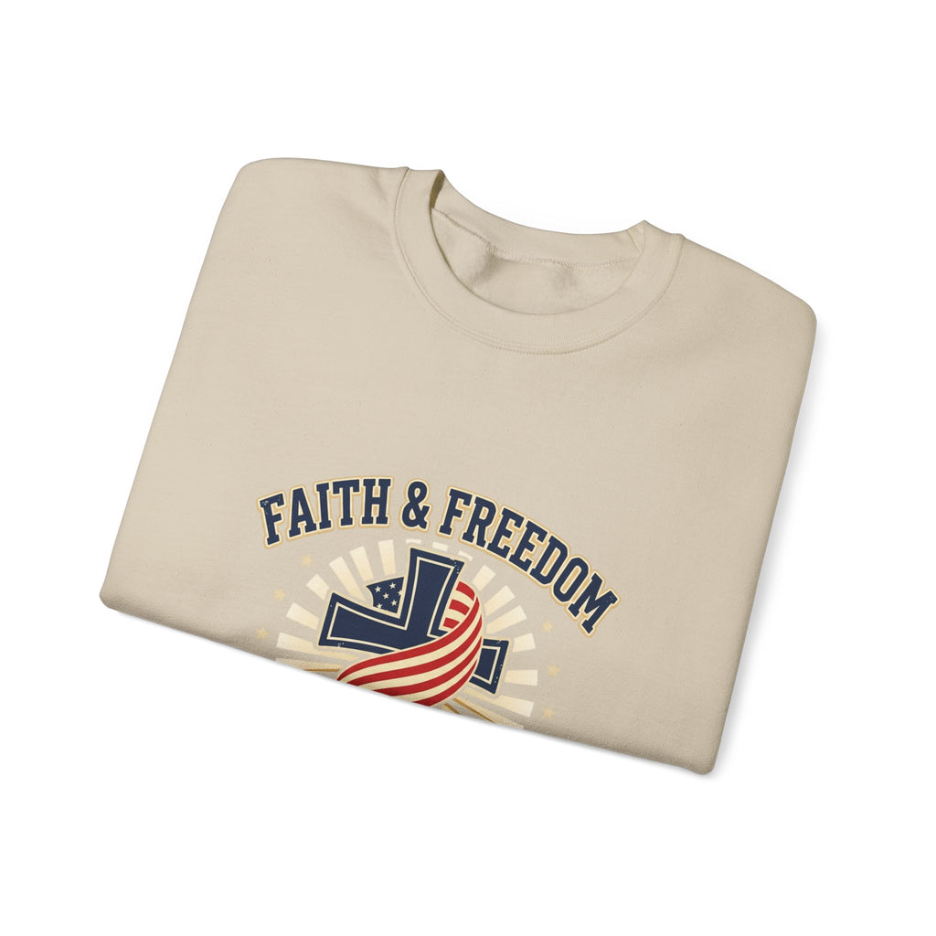Faith & Freedom cross crewneck Sweatshirt | patriotic, faith-based, vintage Americana