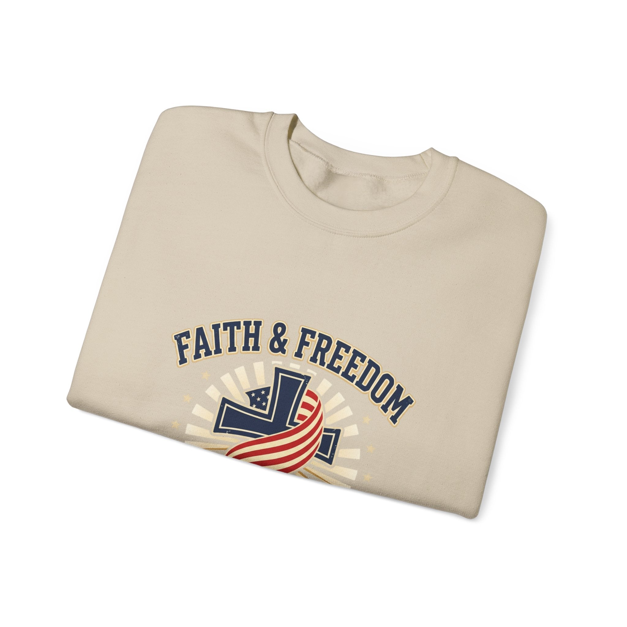 Faith & Freedom cross crewneck Sweatshirt | patriotic, faith-based, vintage Americana