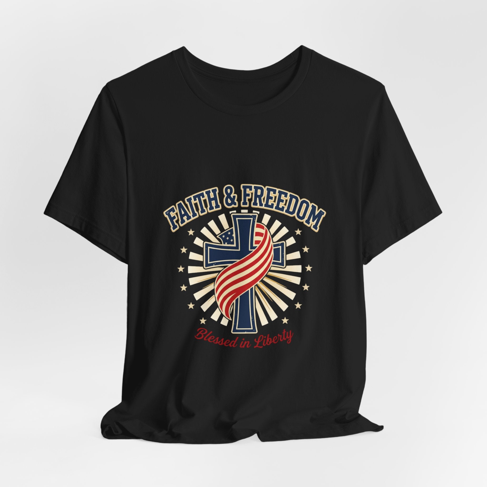 Faith & Freedom Cross Tee | patriotic, faith-based July 4th vintage Americana