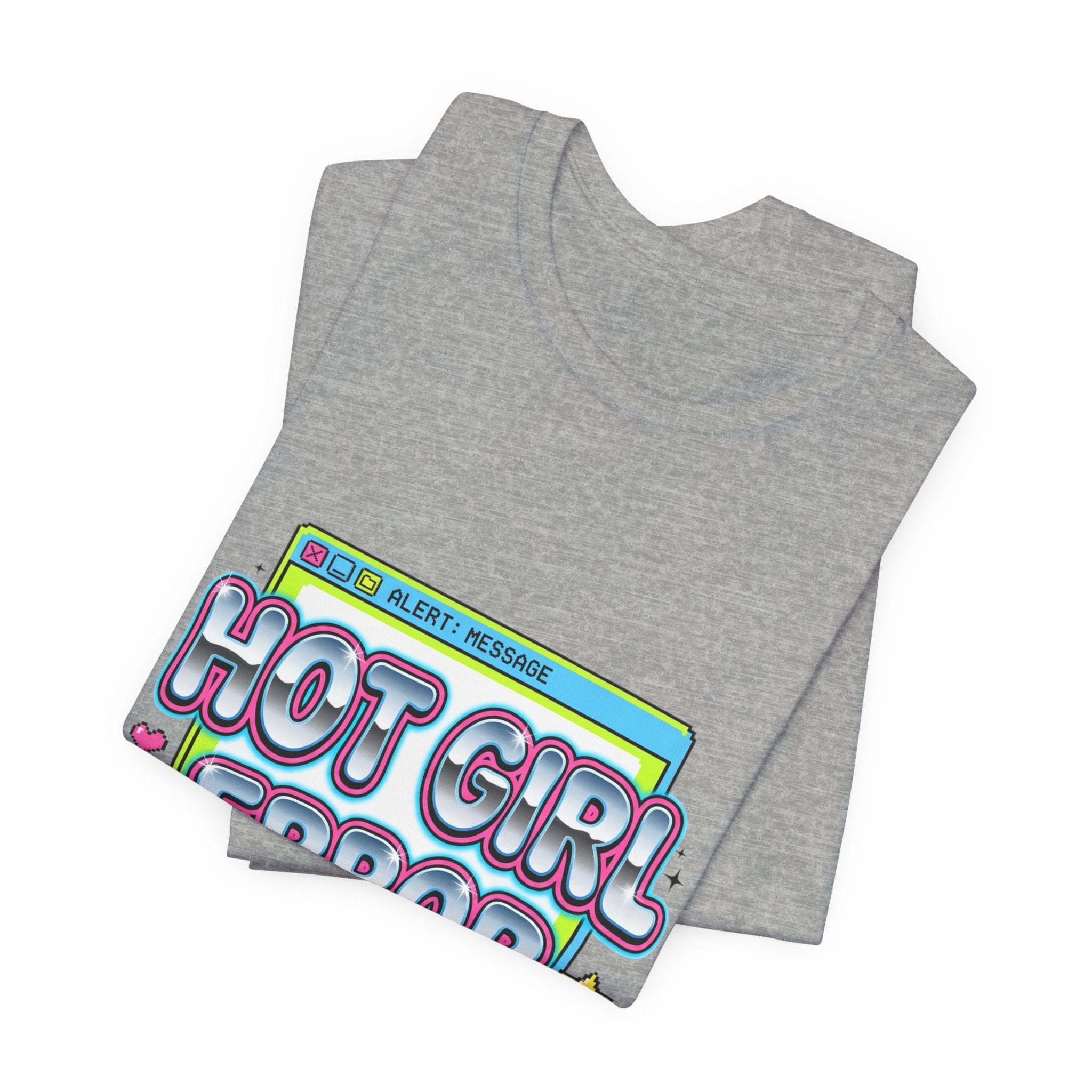 Hot Girl Error 404 Tee | Y2K slogan, cyber glitter, bubblegum pink