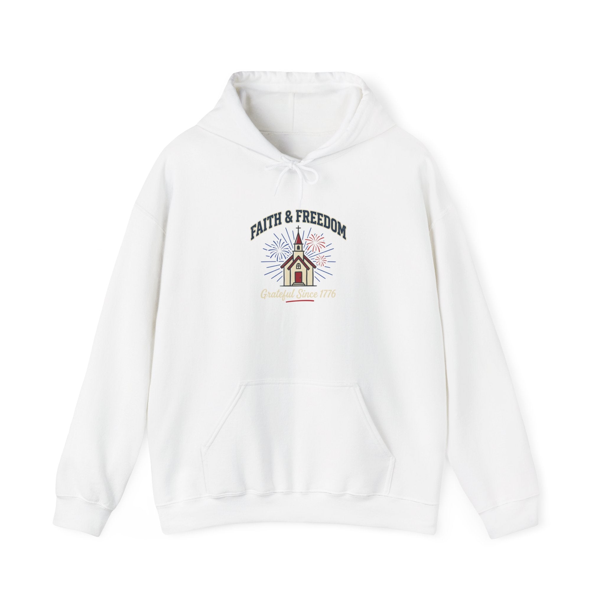 Faith & Freedom Church Graphic Hoodie | patriotic, faith-based, vintage Americana