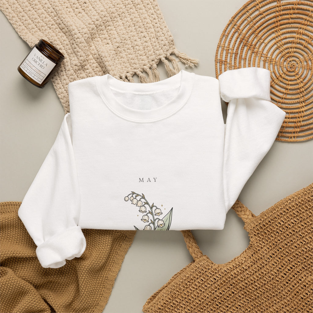 May Birth Flower Lily of the Valley Sweatshirt | botanical, watercolor