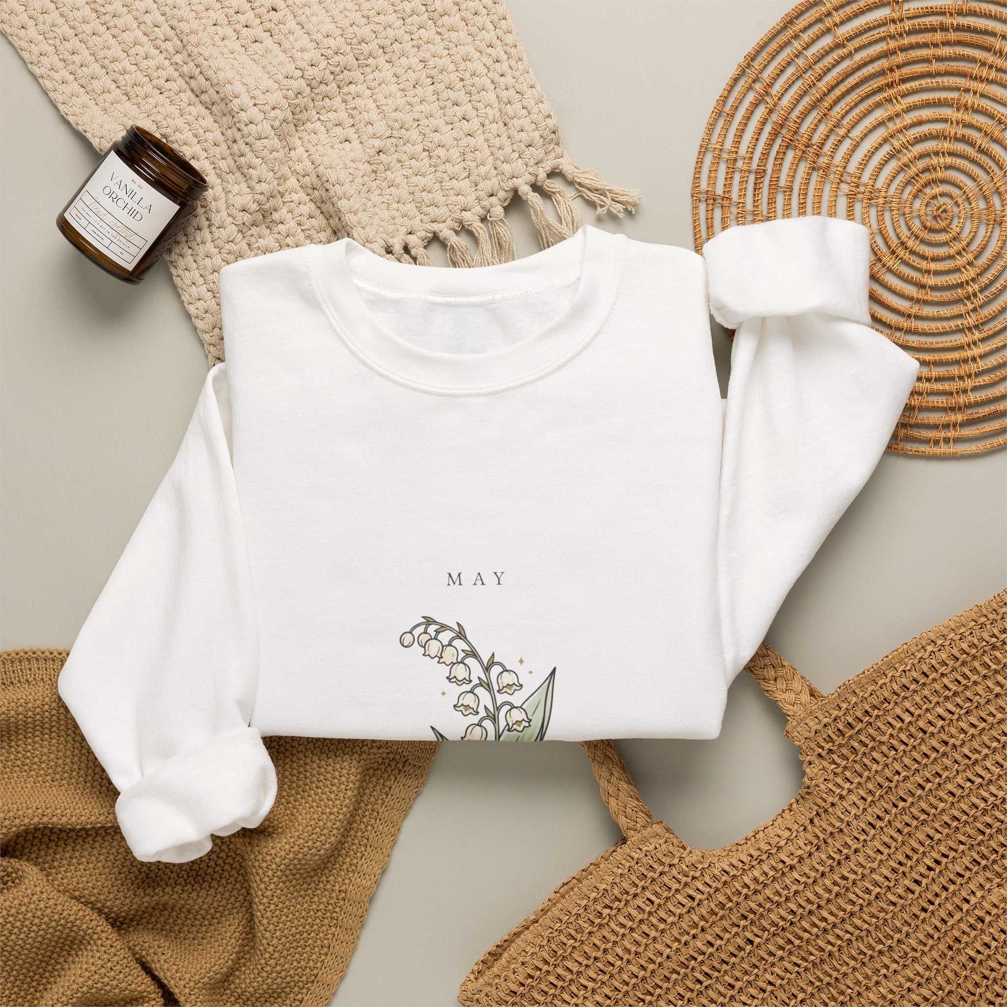May Birth Flower Lily of the Valley Sweatshirt | botanical, watercolor