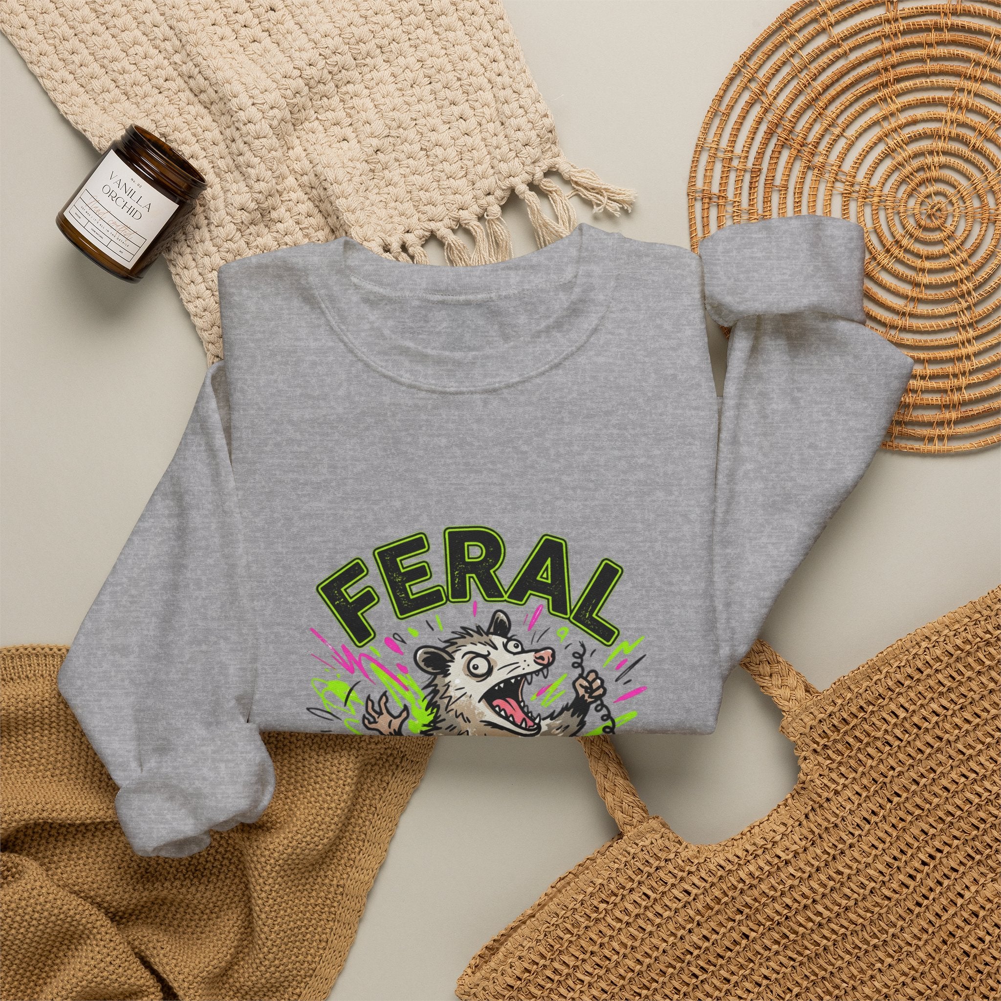 Feral But Free possum illustration Sweatshirt | feral, chaotic humor
