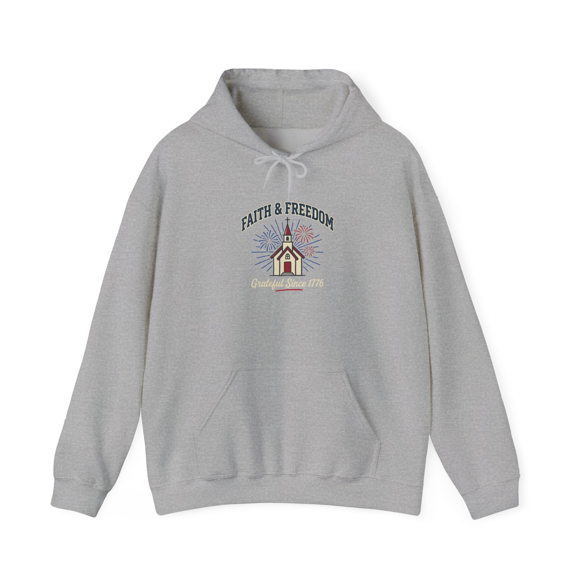 Faith & Freedom Church Graphic Hoodie | patriotic, faith-based, vintage Americana