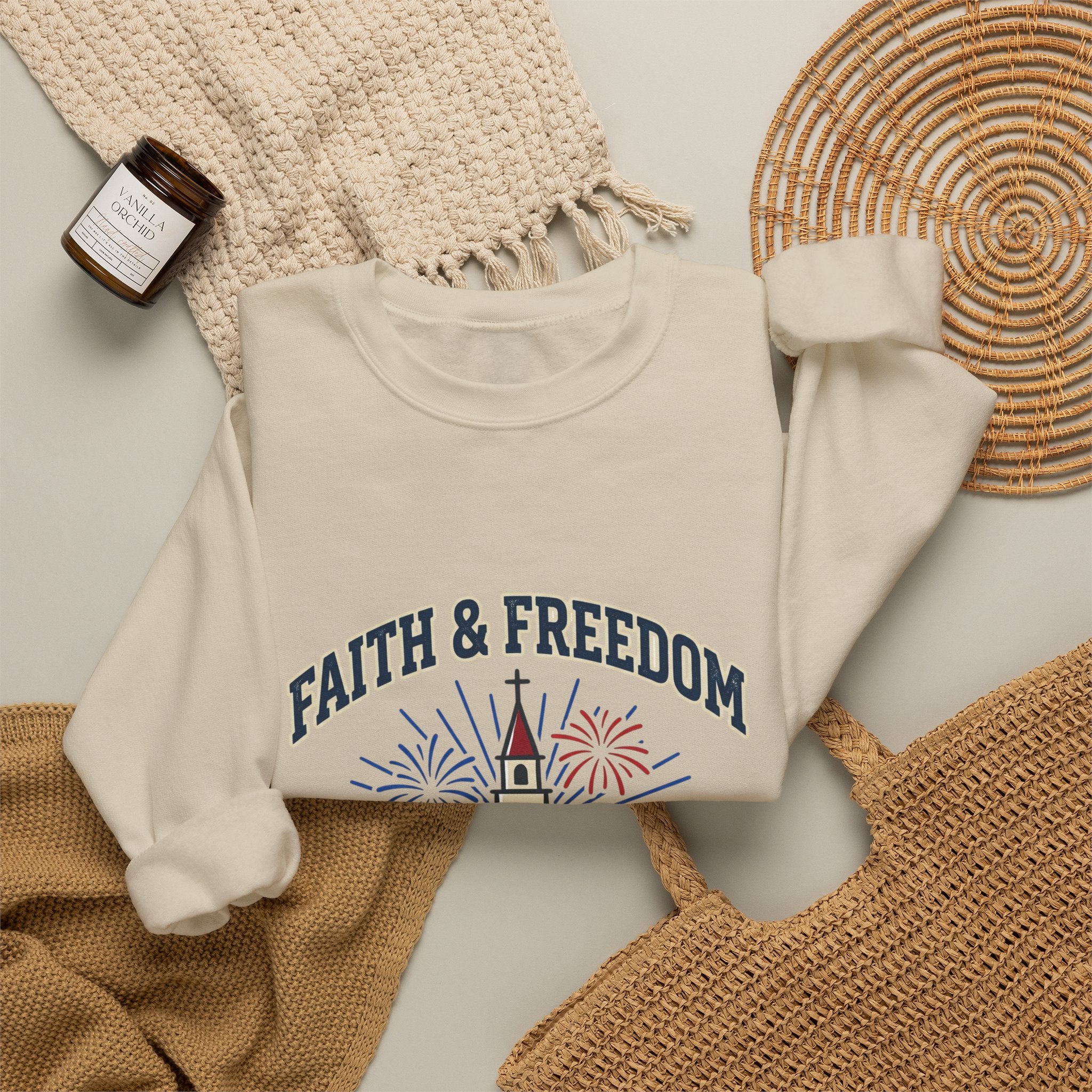 Faith & Freedom Crewneck Sweatshirt | Patriotic, Faith-Based July 4th