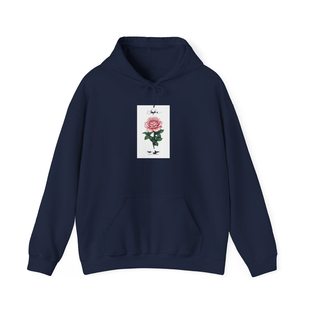 June Birth Flower Rose Hoodie, botanical watercolor, personalized name