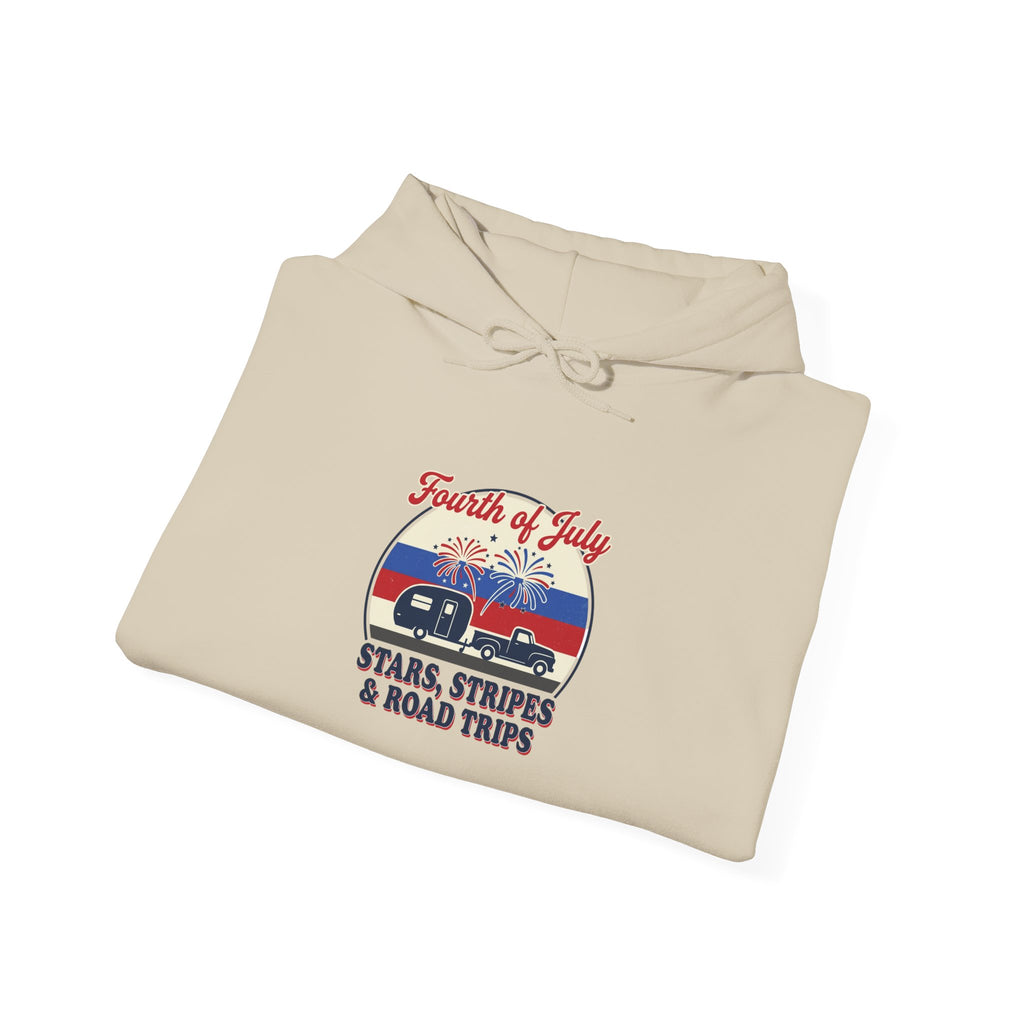 Stars & Road Trips Hoodie | vintage Americana, red white blue