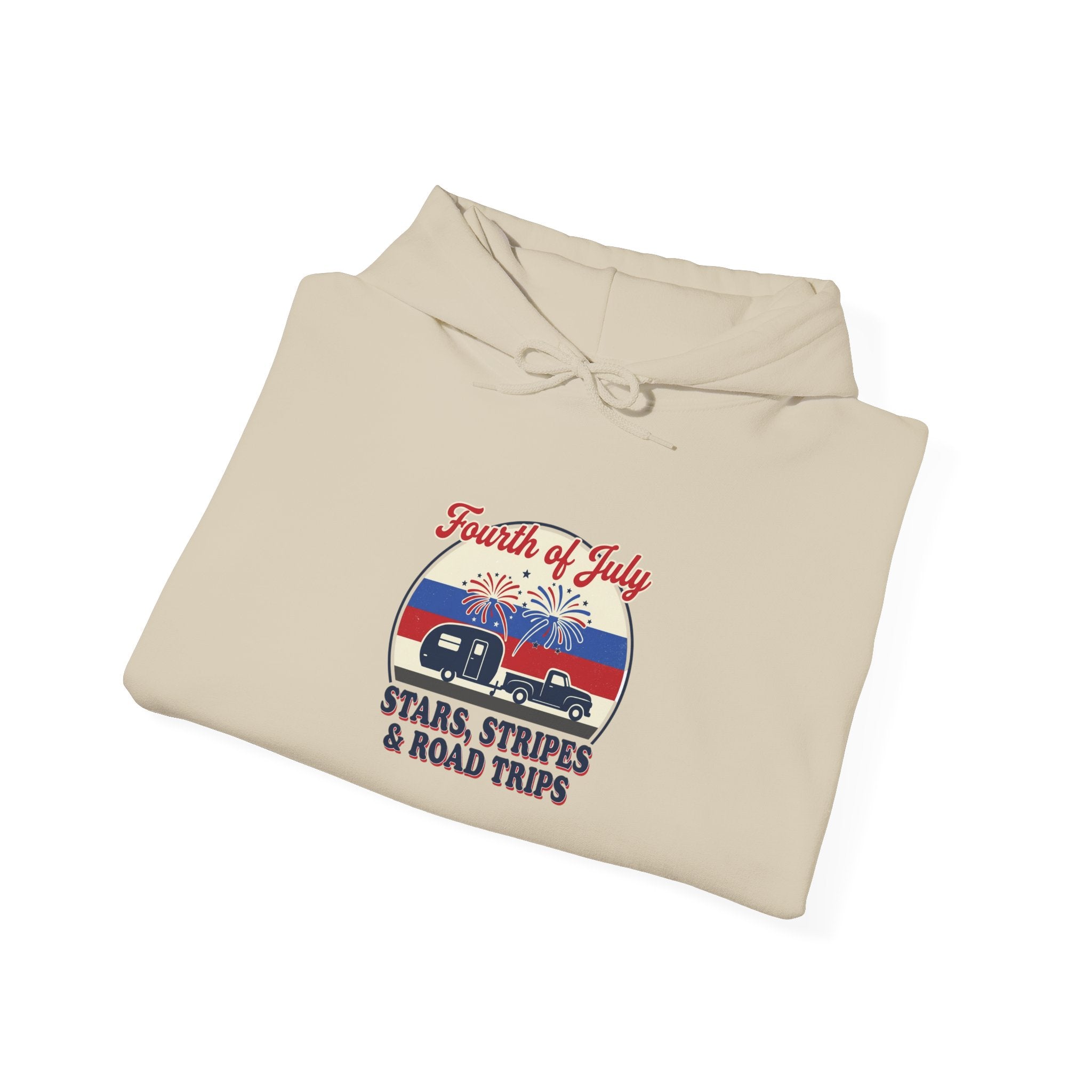 Stars & Road Trips Hoodie | vintage Americana, red white blue