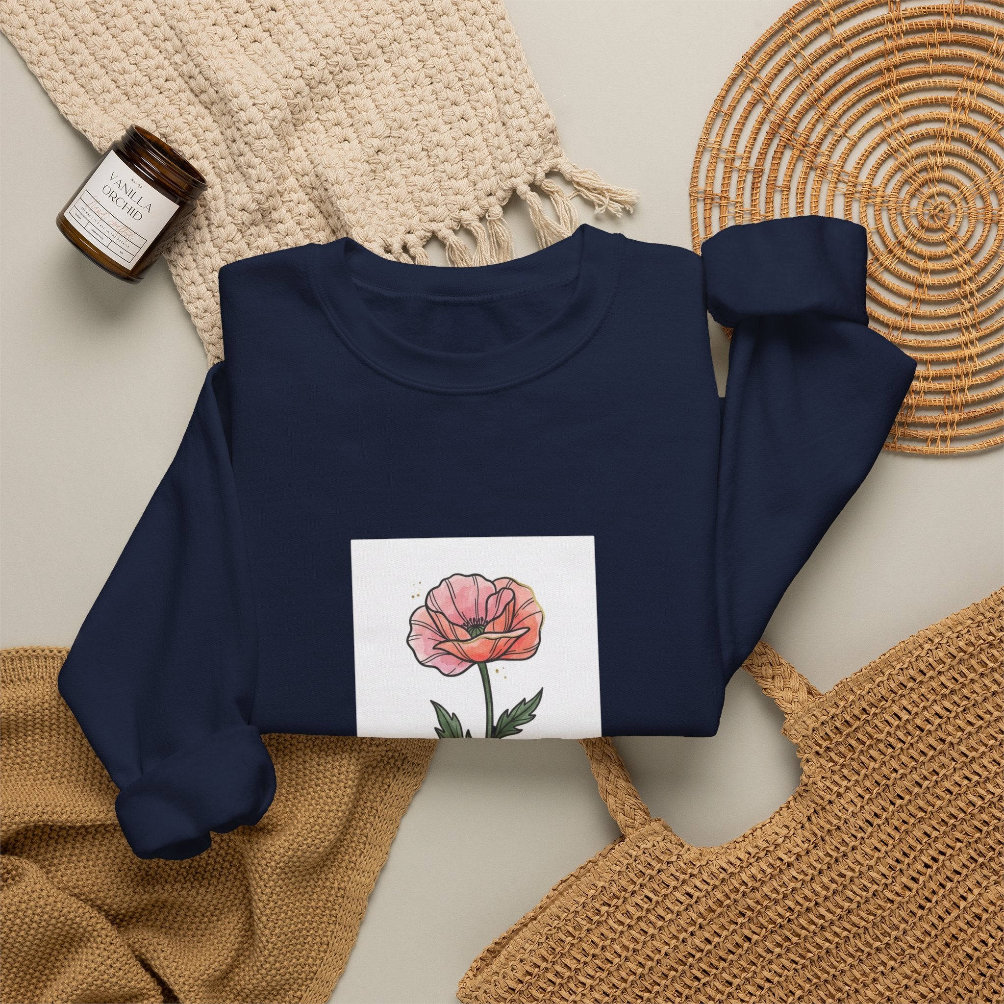 Birth Month Flower Crewneck, Personalized Botanical Watercolor Sweatshirt | Custom Name