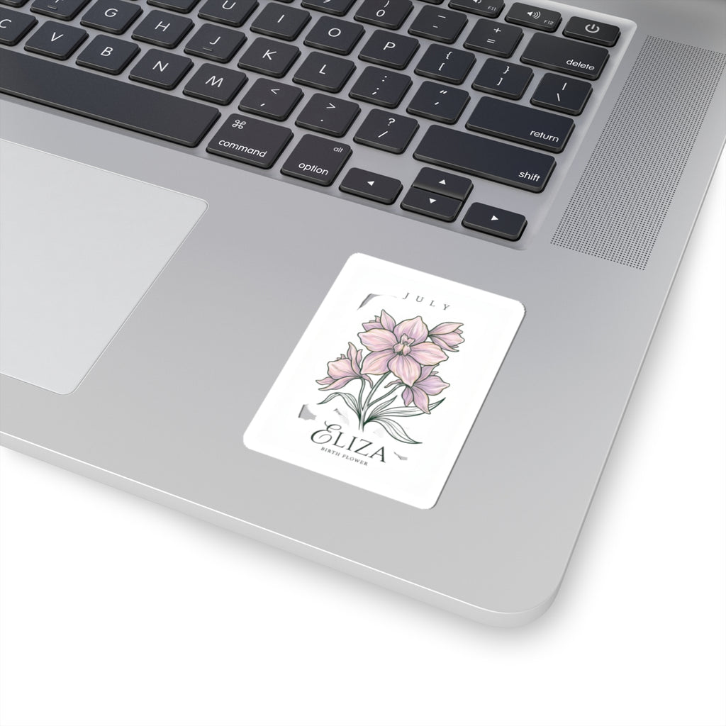 July Birth Month Flower Sticker | Botanical Watercolor, Personalized Name