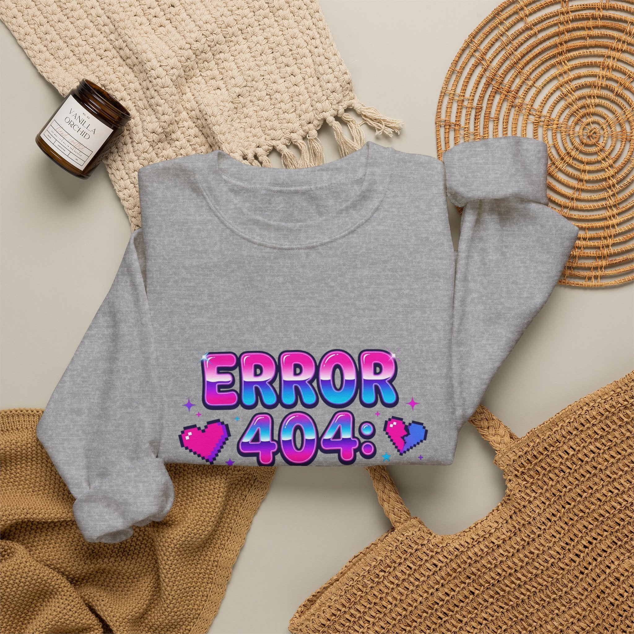 Error 404 Feelings Not Found Sweatshirt | Y2K slogan, bubblegum glitter style