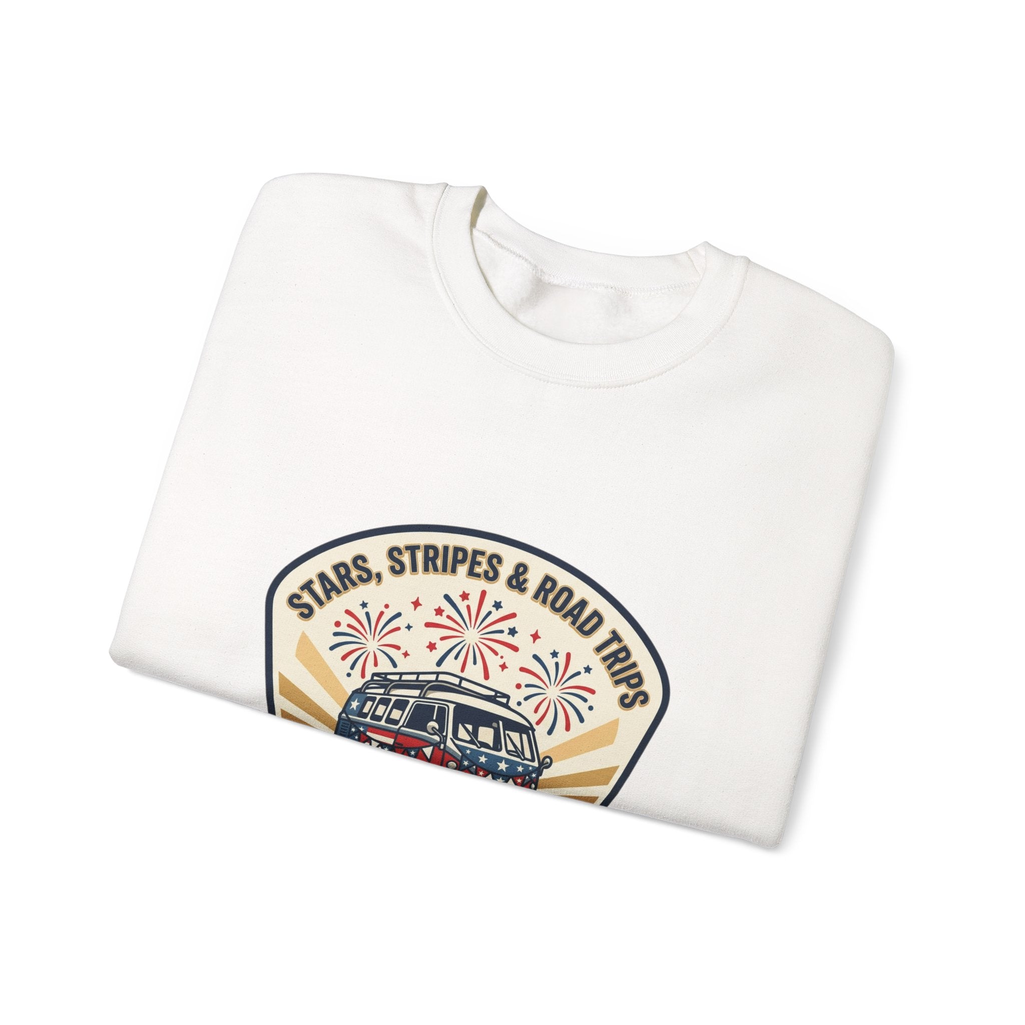 Retro VW Camper Fourth of July Sweatshirt | vintage USA, red white blue