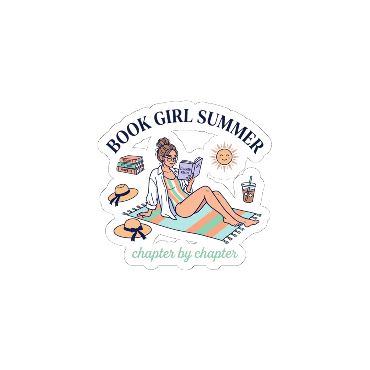Book Girl Summer Kiss-Cut Stickers | BookTok, Reading Beach Reads