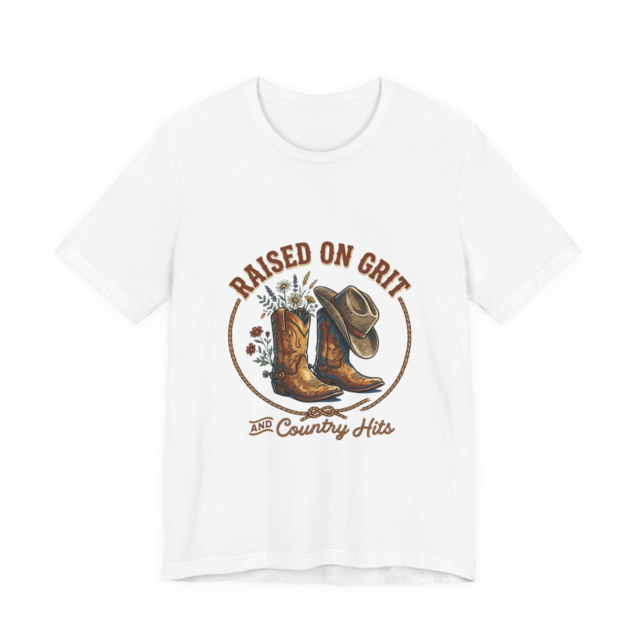 Raised on Grit Cowboy Boots & Hat Tee | western ranch cowgirl rustic prairie