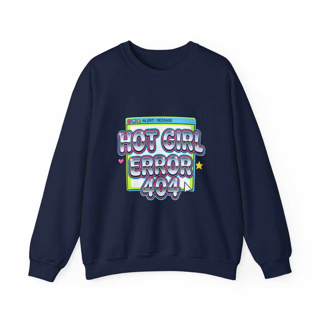 Hot Girl Error 404 Sweatshirt | Y2K slogan, cyber glitter, hot pink accents
