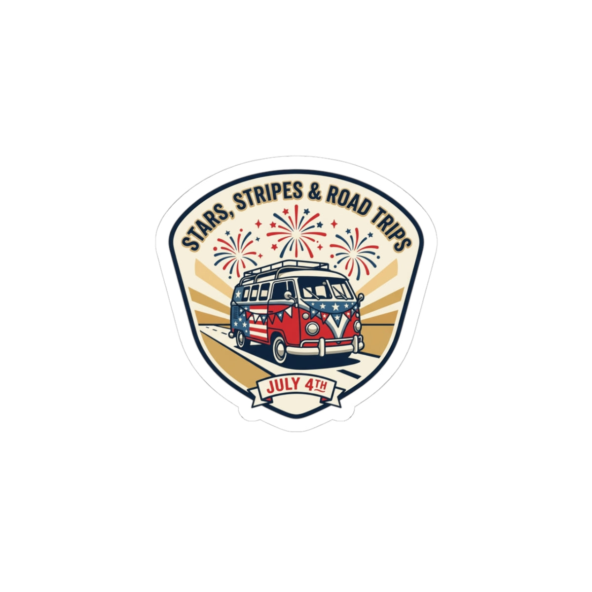 Stars & Stripes Road Trip Sticker | 4th of July, Vintage Americana