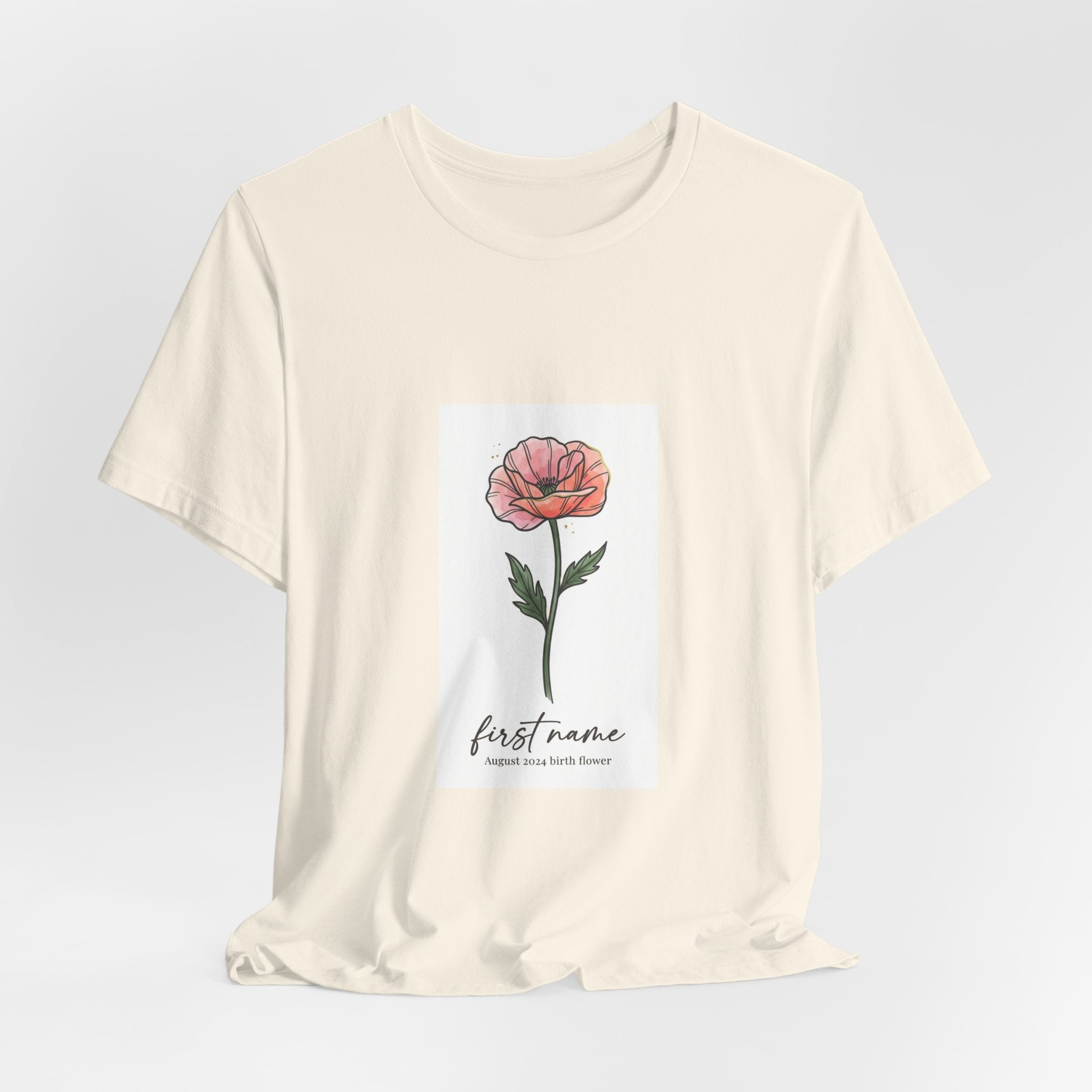 Birth Month Flower Tee | Personalized Botanical Watercolor, Custom Name