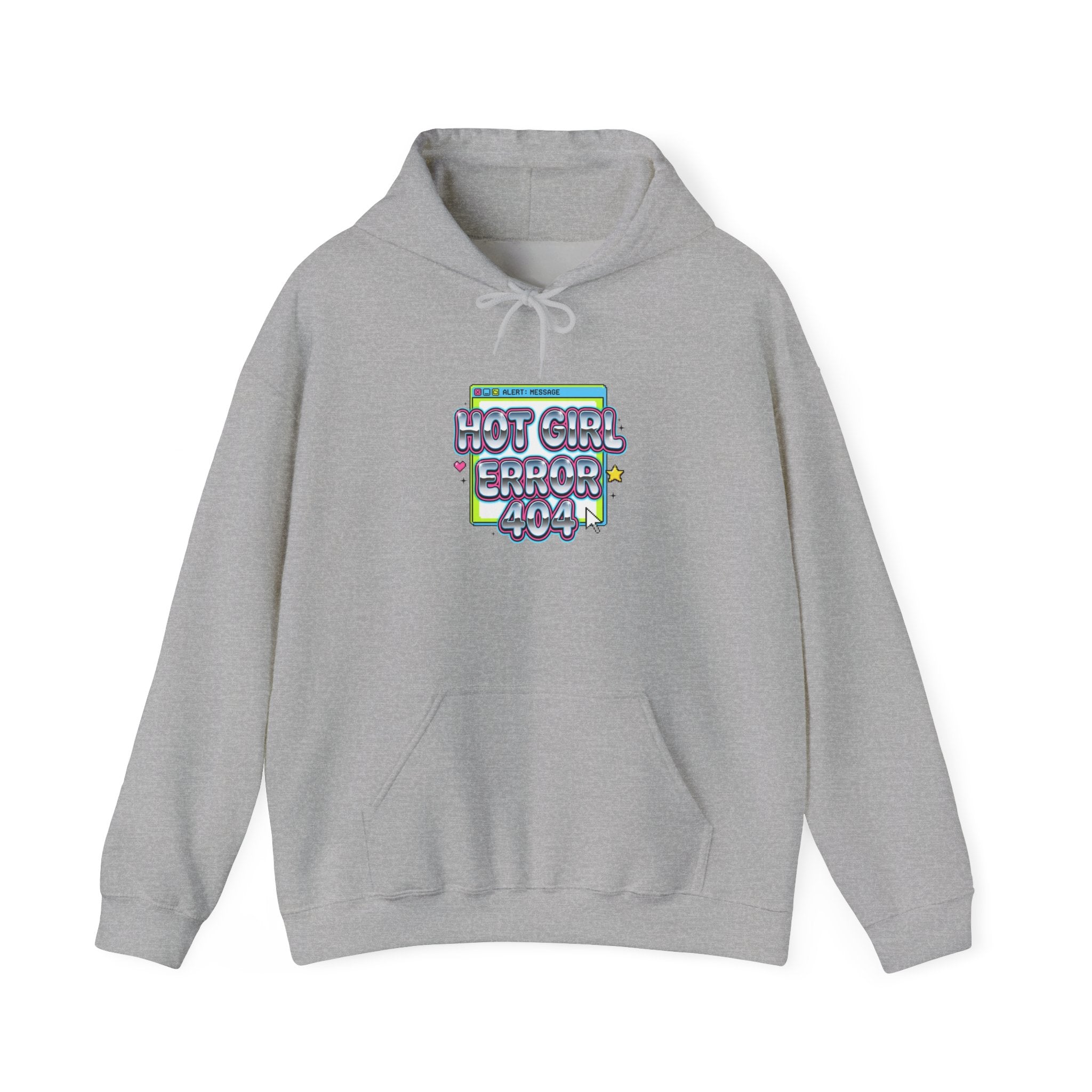 Hot Girl Error 404 Hoodie | Y2K slogan, cyber bubble font, hot pink accents