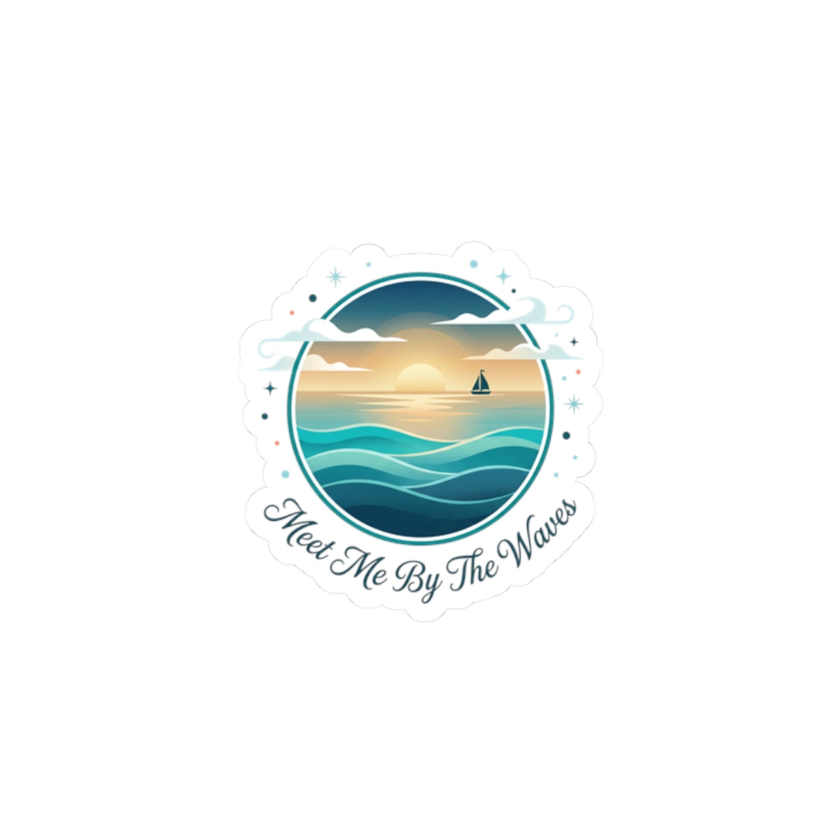 Meet Me By The Waves Kiss-Cut Stickers | coastal aesthetic, sea breeze