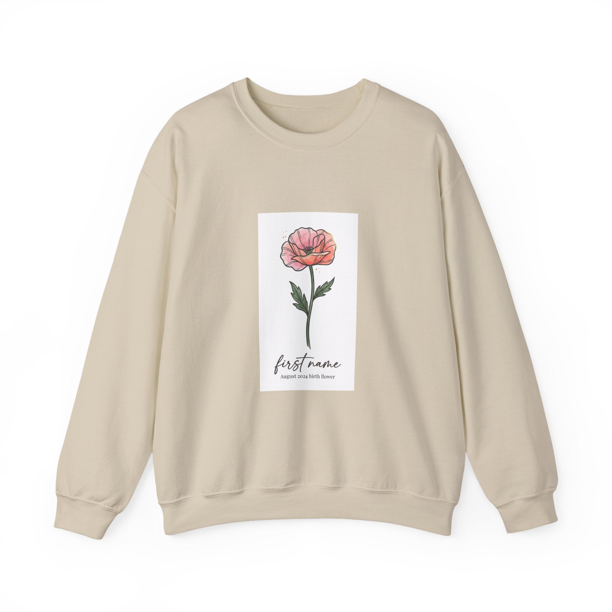 Birth Month Flower Crewneck, Personalized Botanical Watercolor Sweatshirt | Custom Name
