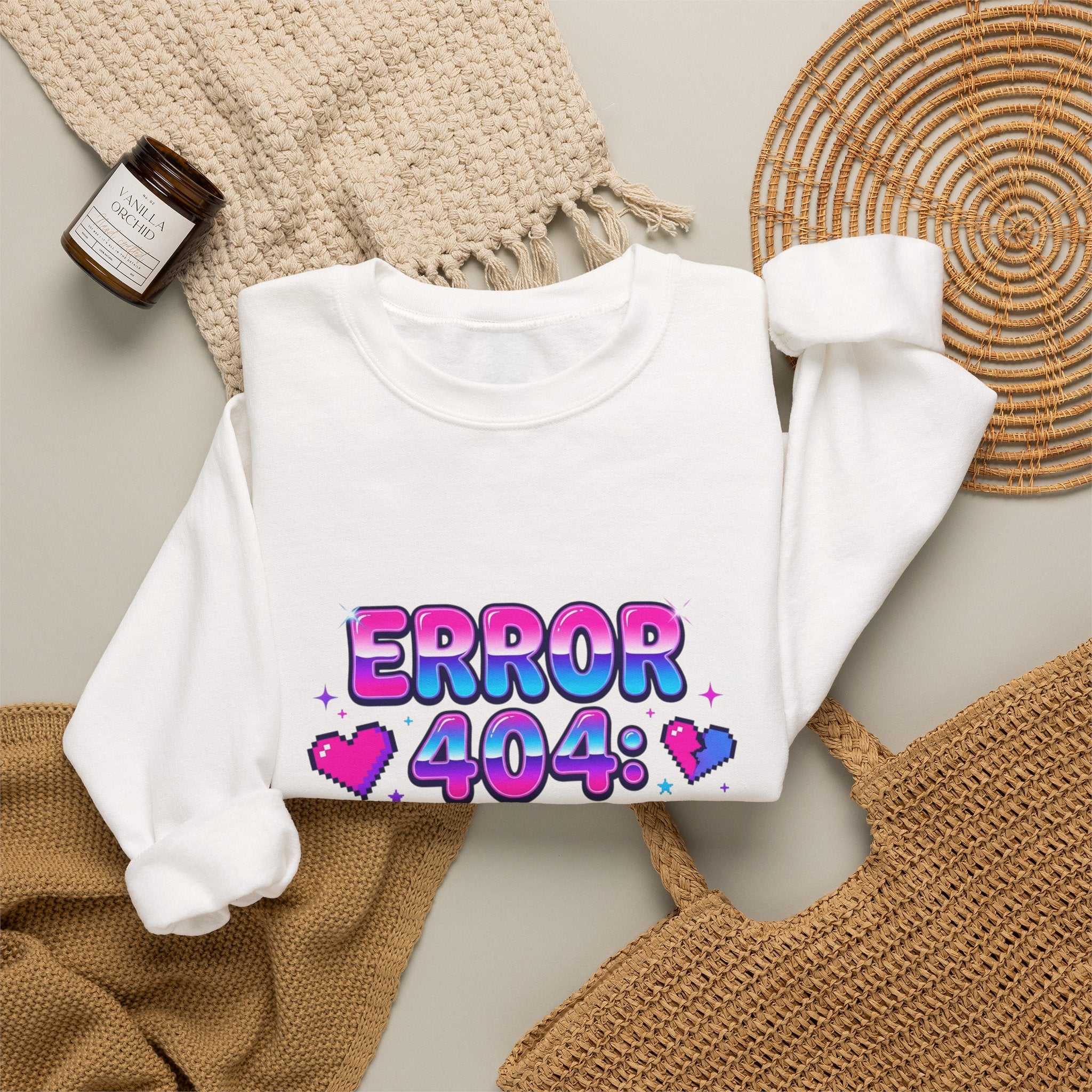 Error 404 Feelings Not Found Sweatshirt | Y2K slogan, bubblegum glitter style