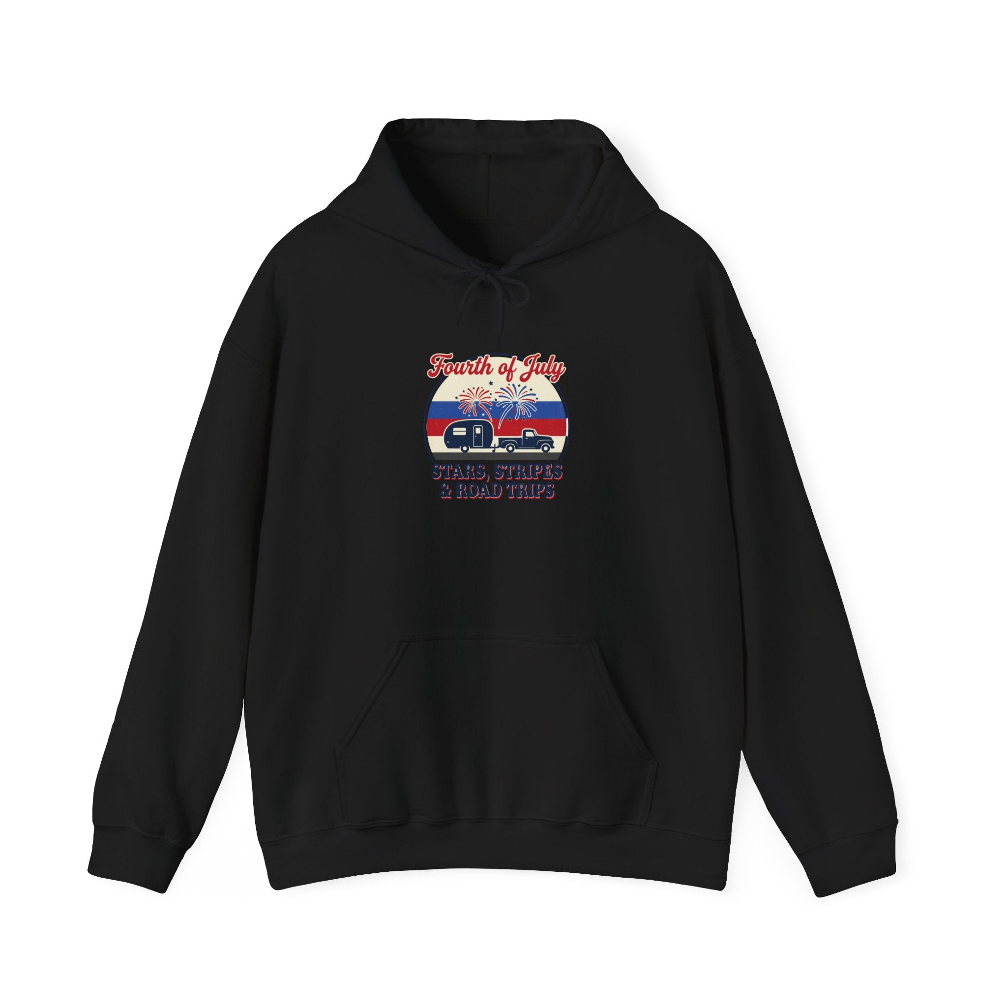 Stars & Road Trips Hoodie | vintage Americana, red white blue