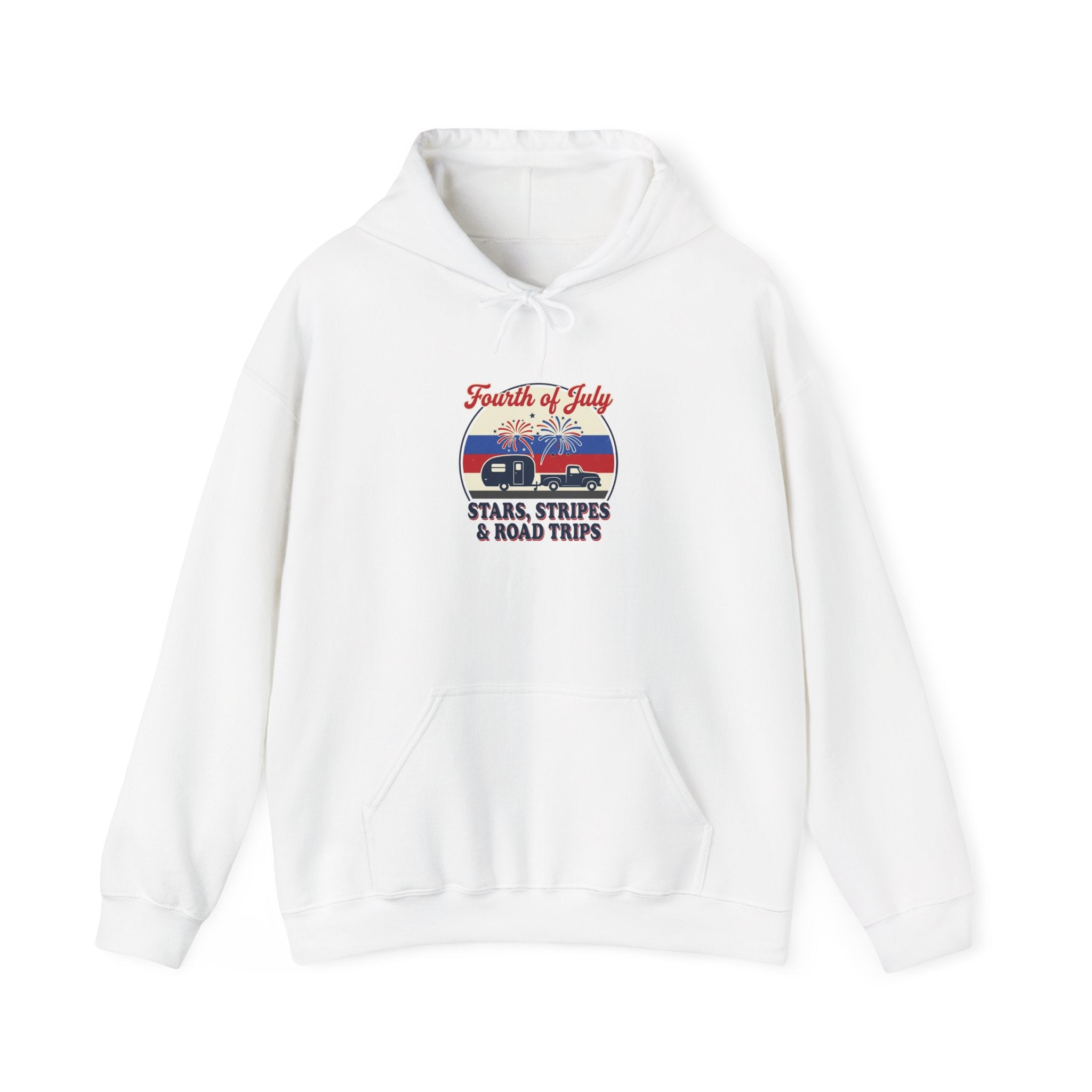 Stars & Road Trips Hoodie | vintage Americana, red white blue