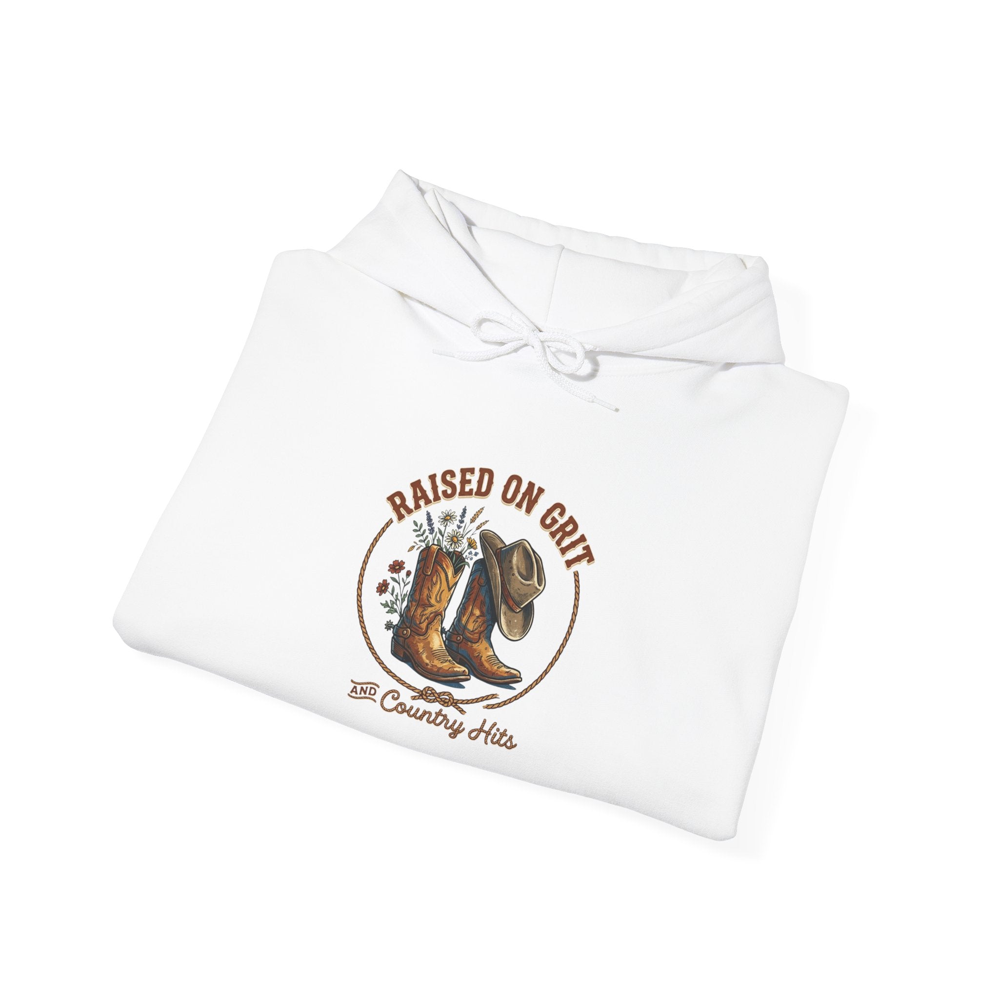 Raised on Grit Cowboy Boots Hoodie | western, rustic