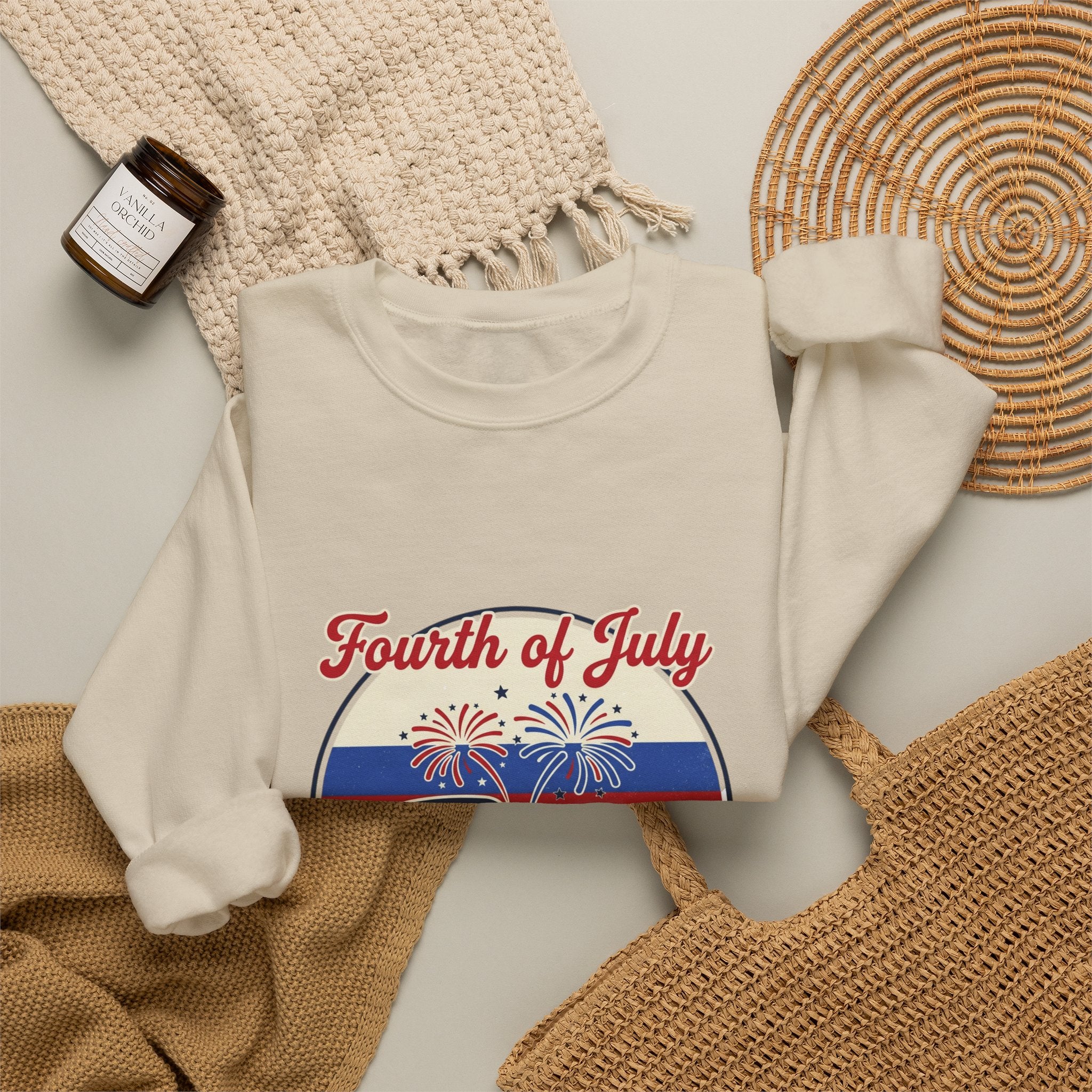 Fourth of July RV Road Trip Sweatshirt | vintage USA, red white blue