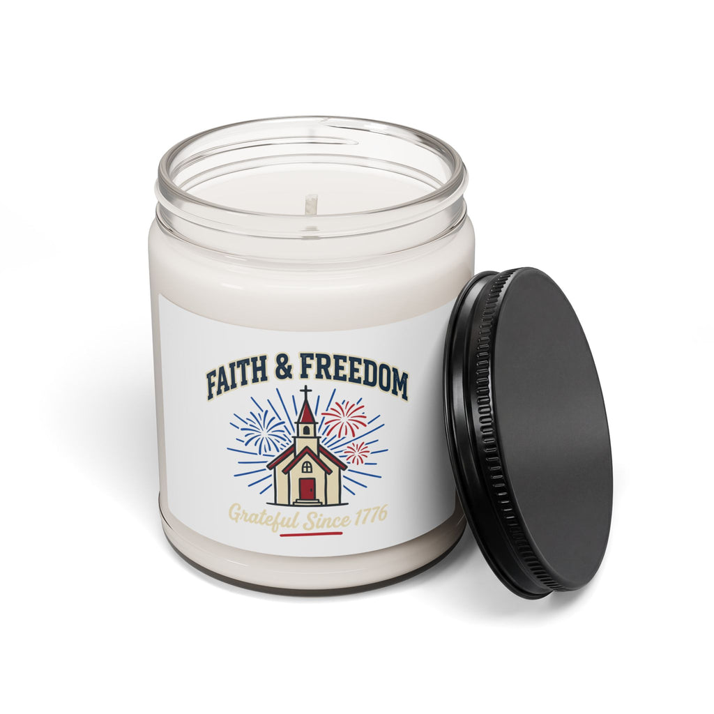 Faith & Freedom Church Candle, Patriotic Soy Candle | July 4th, Vintage Americana