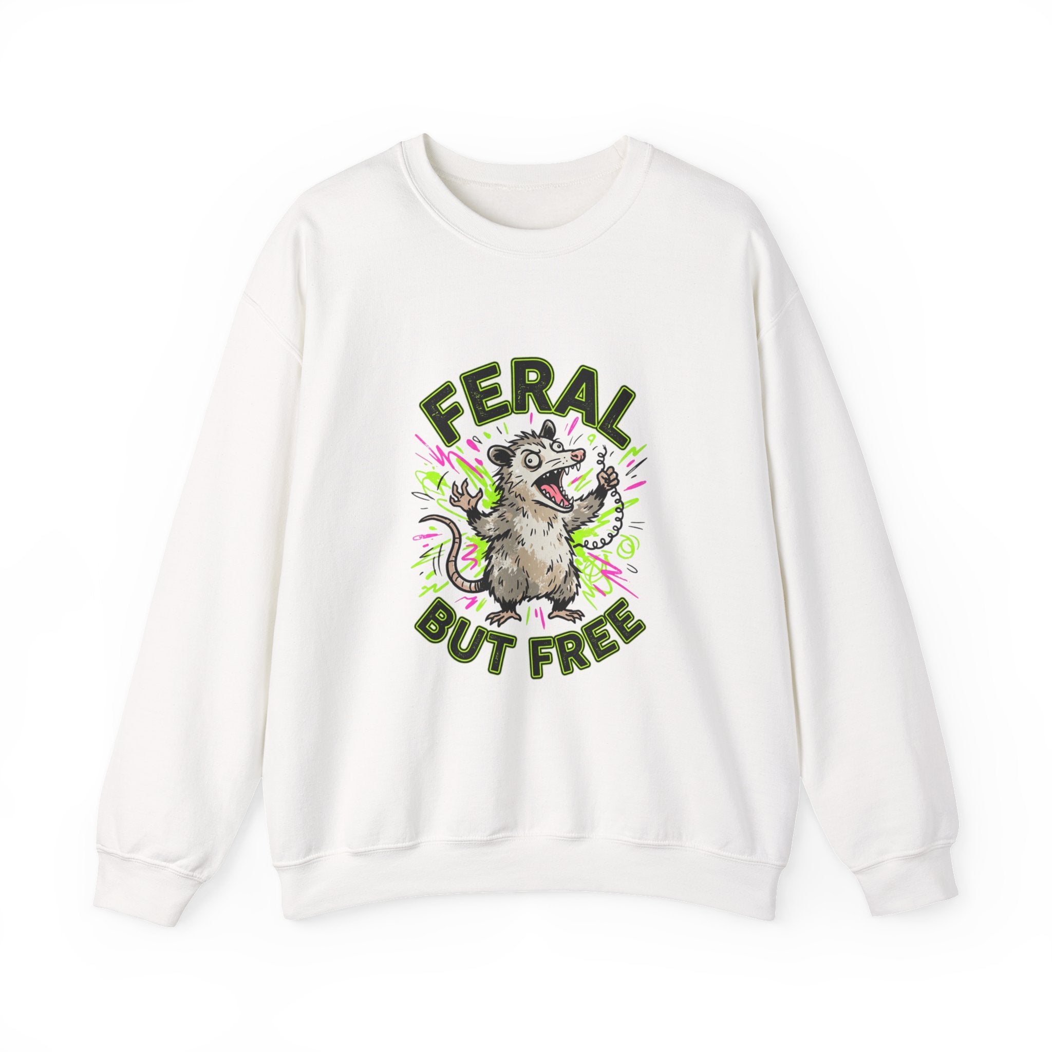 Feral But Free possum illustration Sweatshirt | feral, chaotic humor