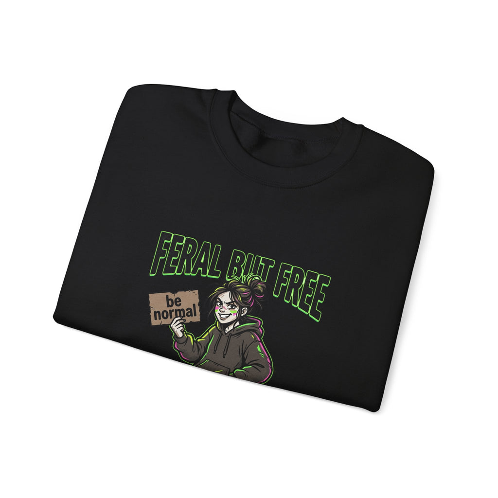 Feral But Free sweatshirt | chaotic grunge, quirky humor, millennial burnout