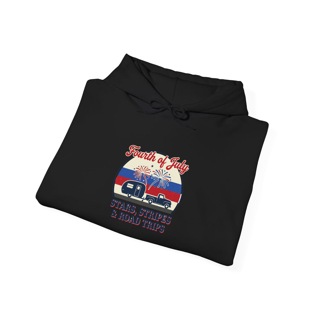 Stars & Road Trips Hoodie | vintage Americana, red white blue