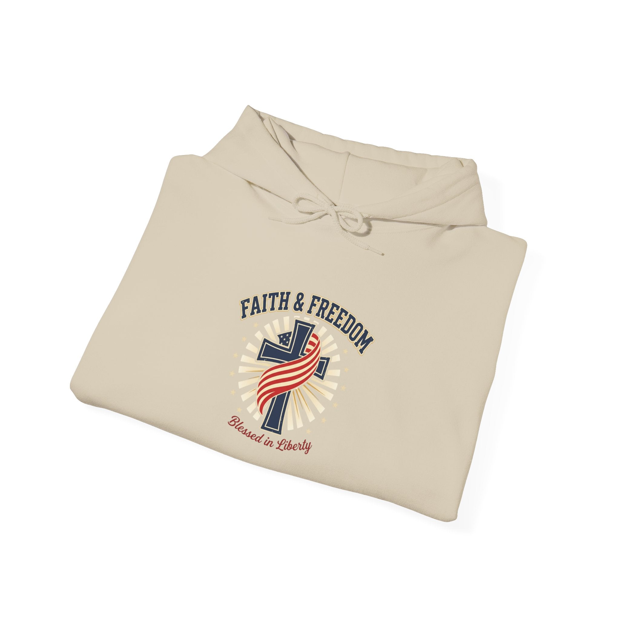 Faith & Freedom Cross Flag Hoodie | Patriotic, Faith-based, July 4th Vintage Americana