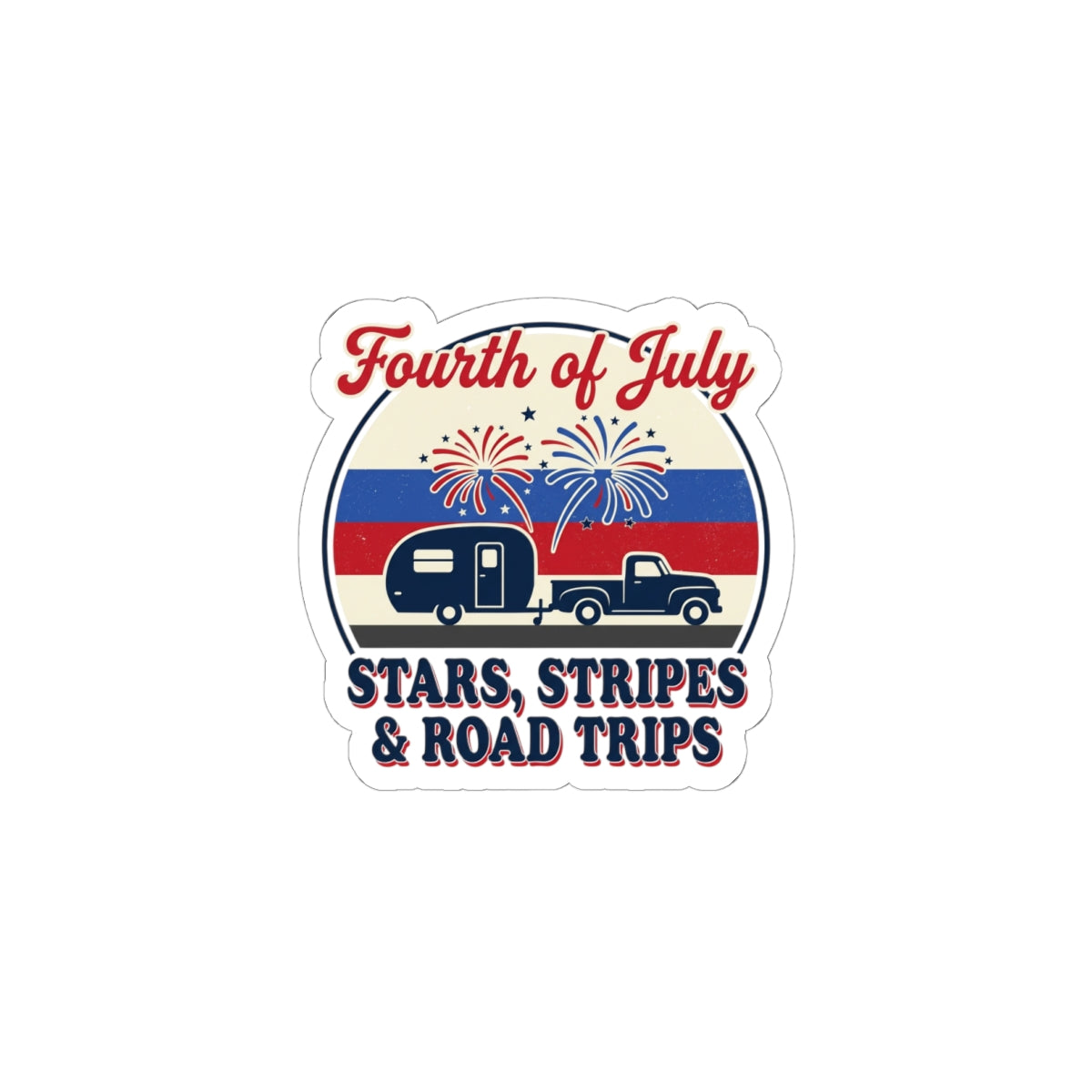Fourth of July Road Trip Sticker | vintage Americana, red white blue